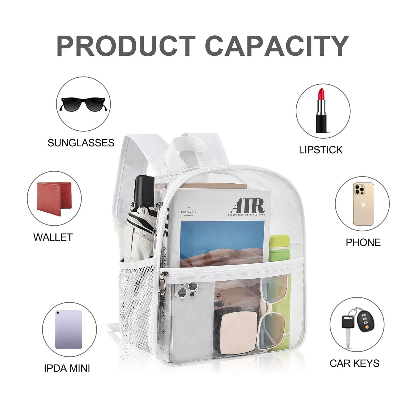 Clear Backpack for Stadium Events Stadium Backpack Waterproof 12x6x12 Clear B…