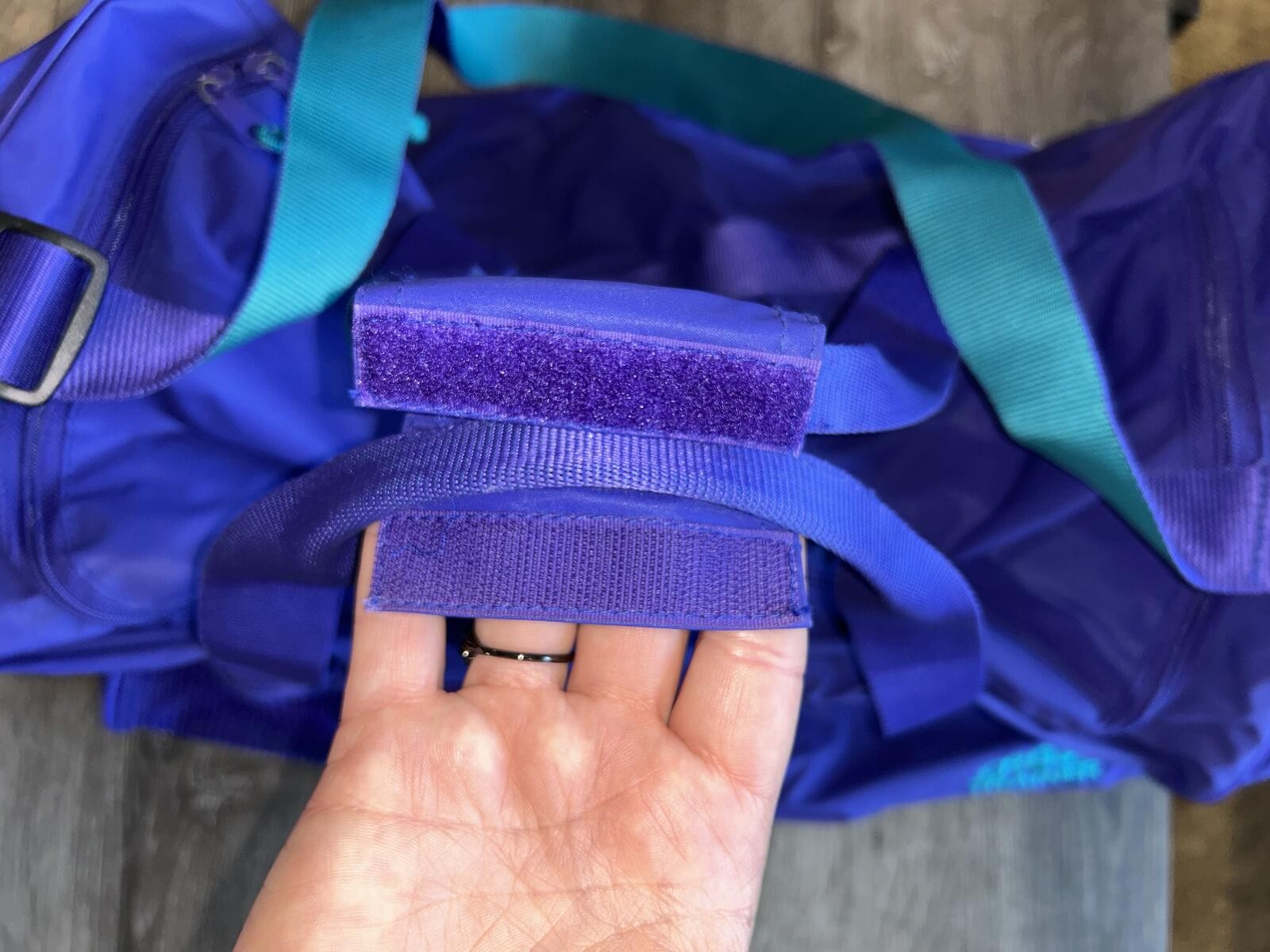 Retro Cross Trainer Purple & Teal Gym Duffel Bag Travel Sports Tote