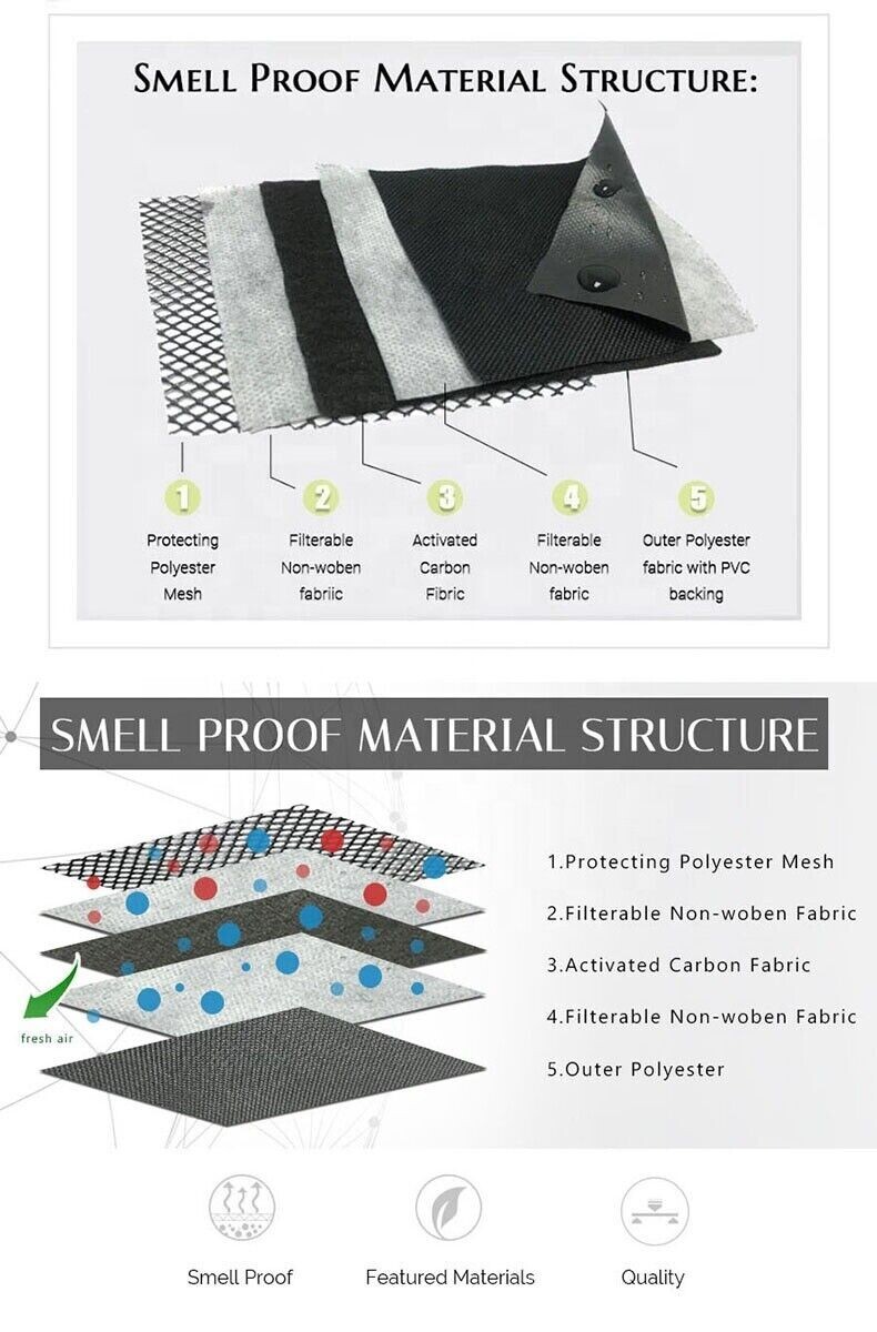 Pack Science Smell Proof Carbon Lined Duffel Bag Locking Odor Less Stash Bag L