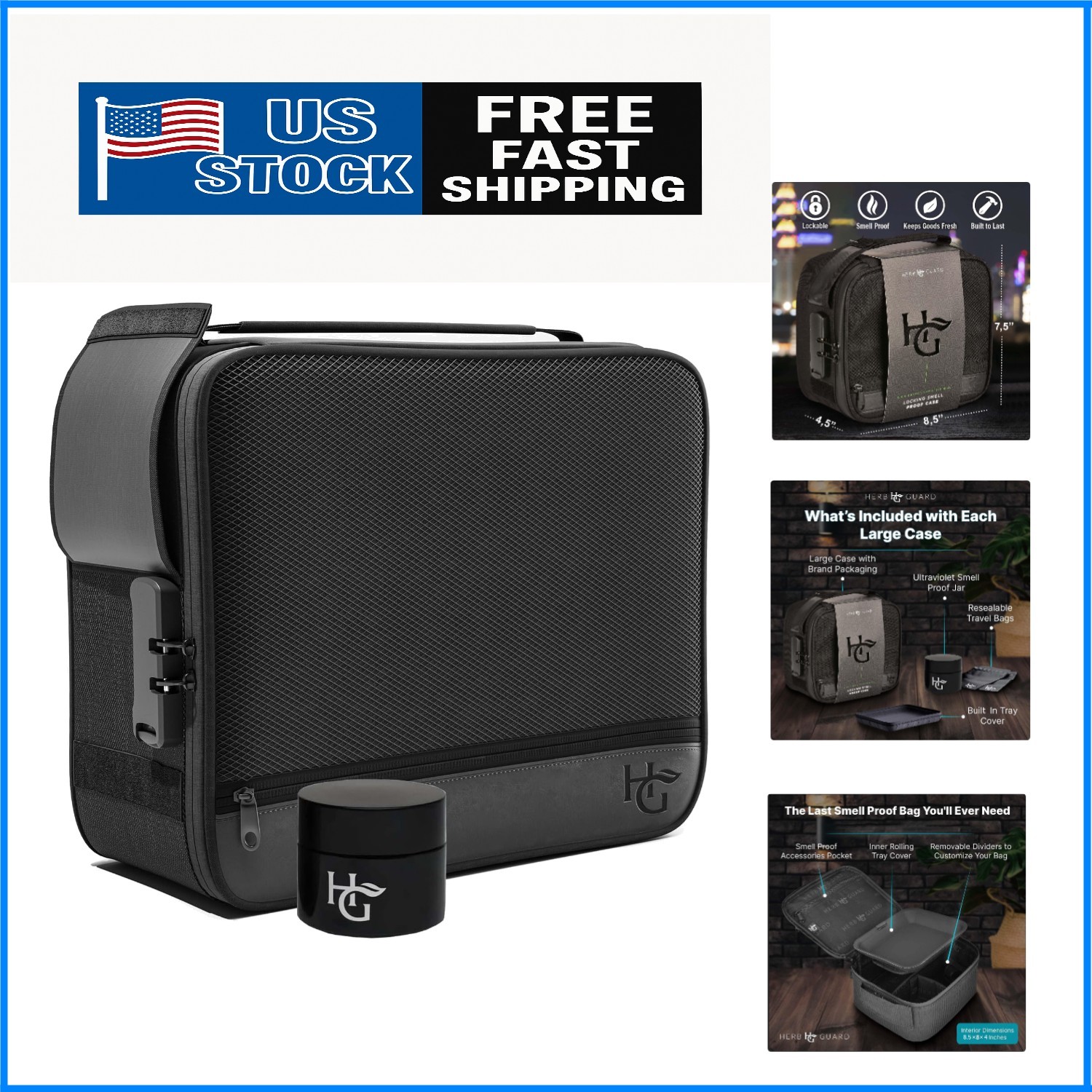 Travel-Ready Smell Proof Case with Lock – Durable Leather & Carbon Fiber Design