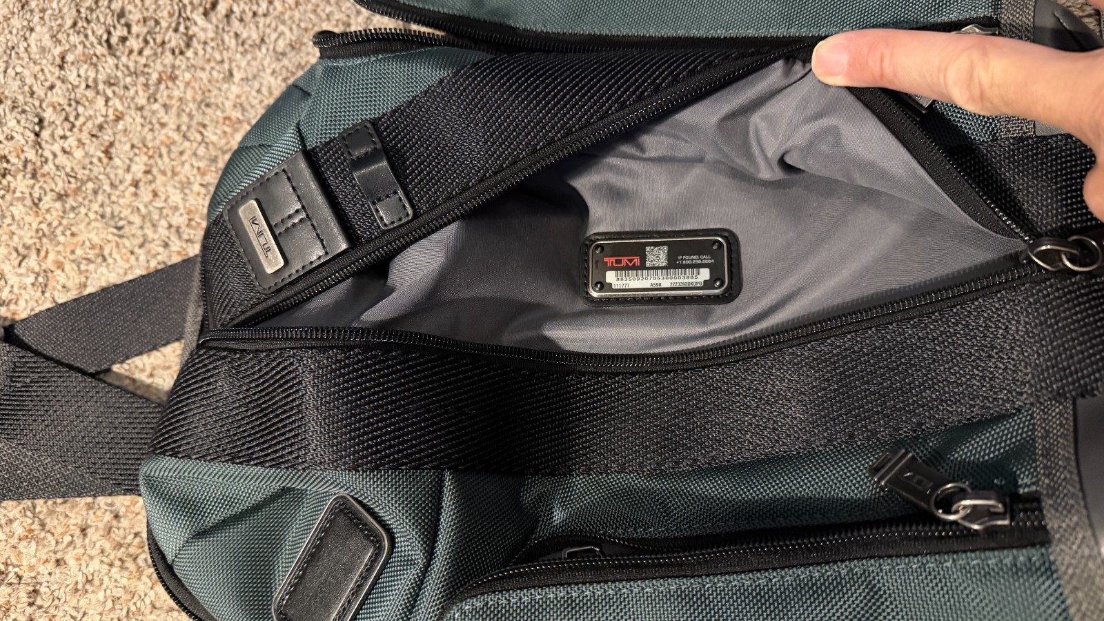 Tumi Alpha Bravo Monterey Sling Bag Green/Gray Leather Travel Business