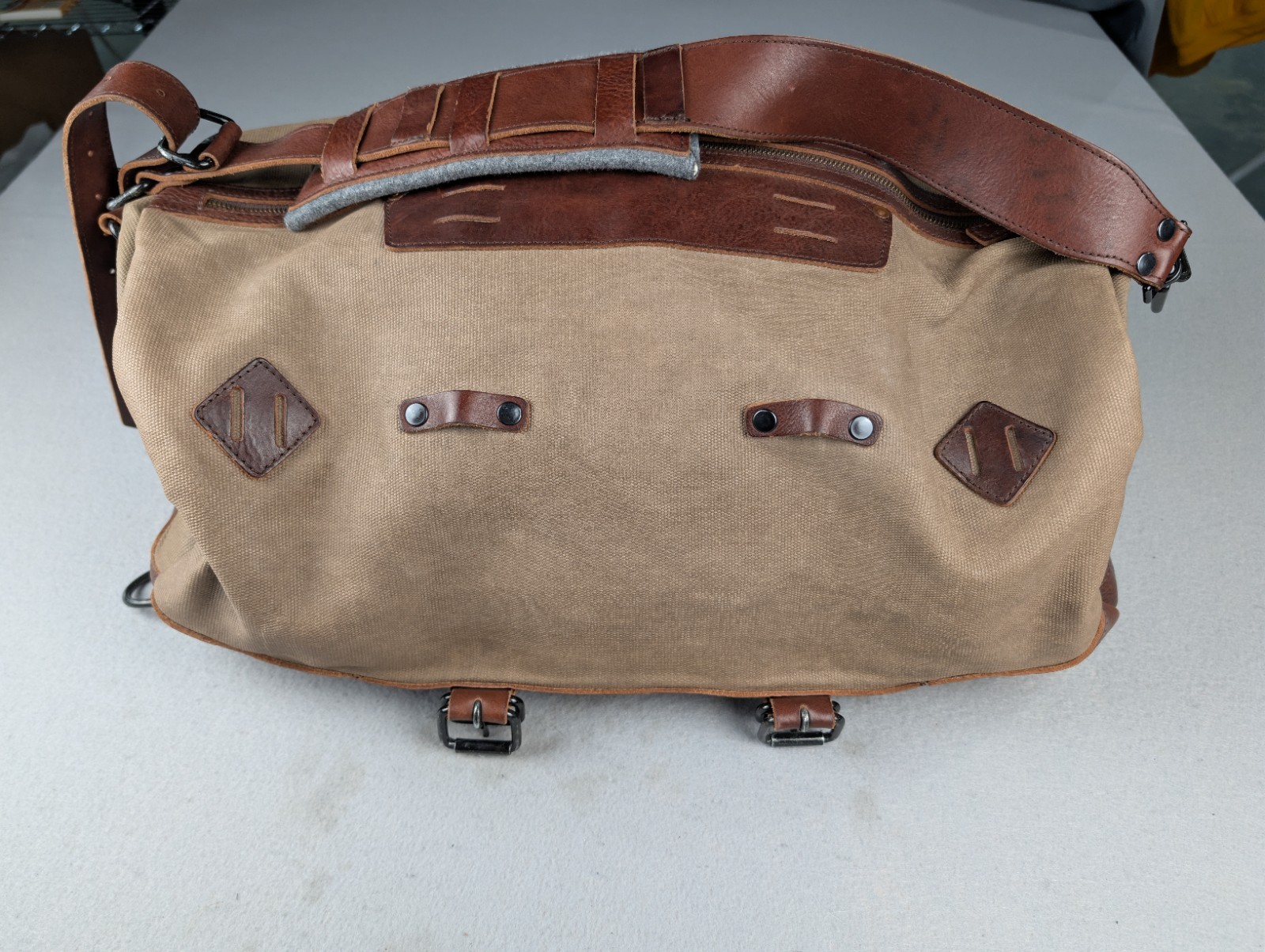 Buffalo Jackson Dakota Waxed Canvas Duffle Bag Leather Has Strap Missing Handles