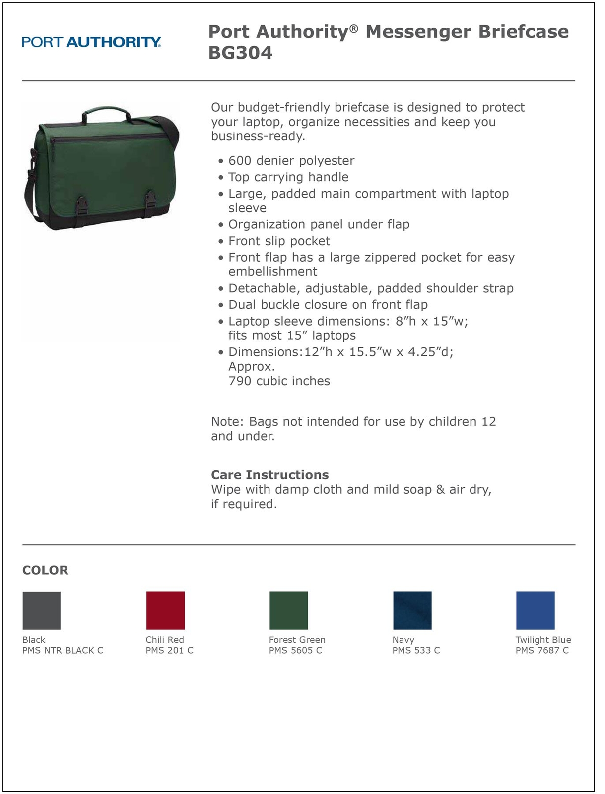 Port Authority Messenger Briefcase BG304