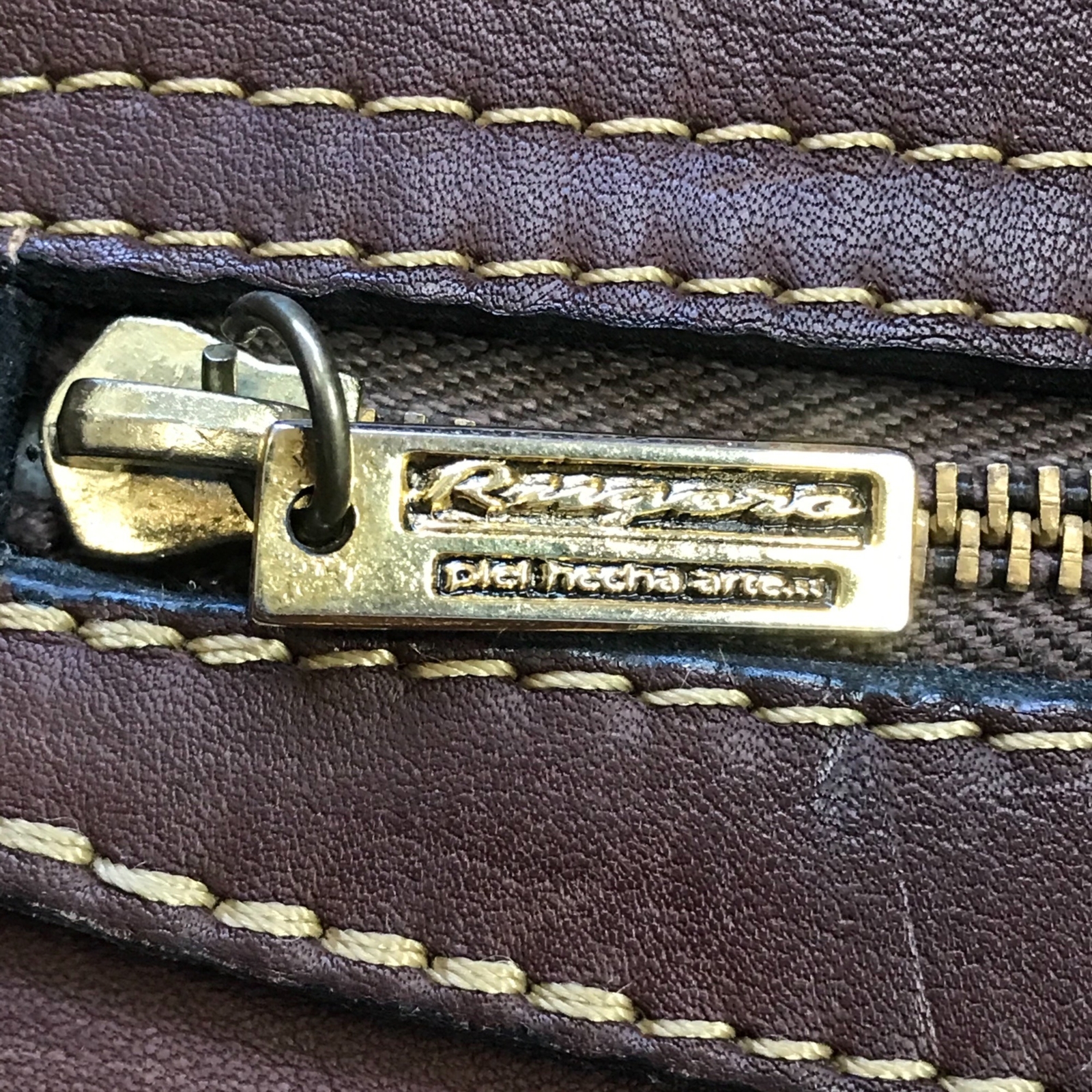 Vintage Rugero Brown Leather Messenger Bag Briefcase Removable Strap Lock & Key