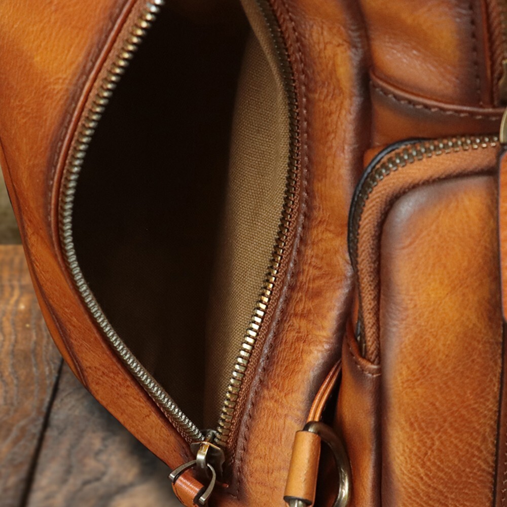 Genuine Leather Large Sling Bag for Men Women Crossbody Bag Sling Backpack Purse