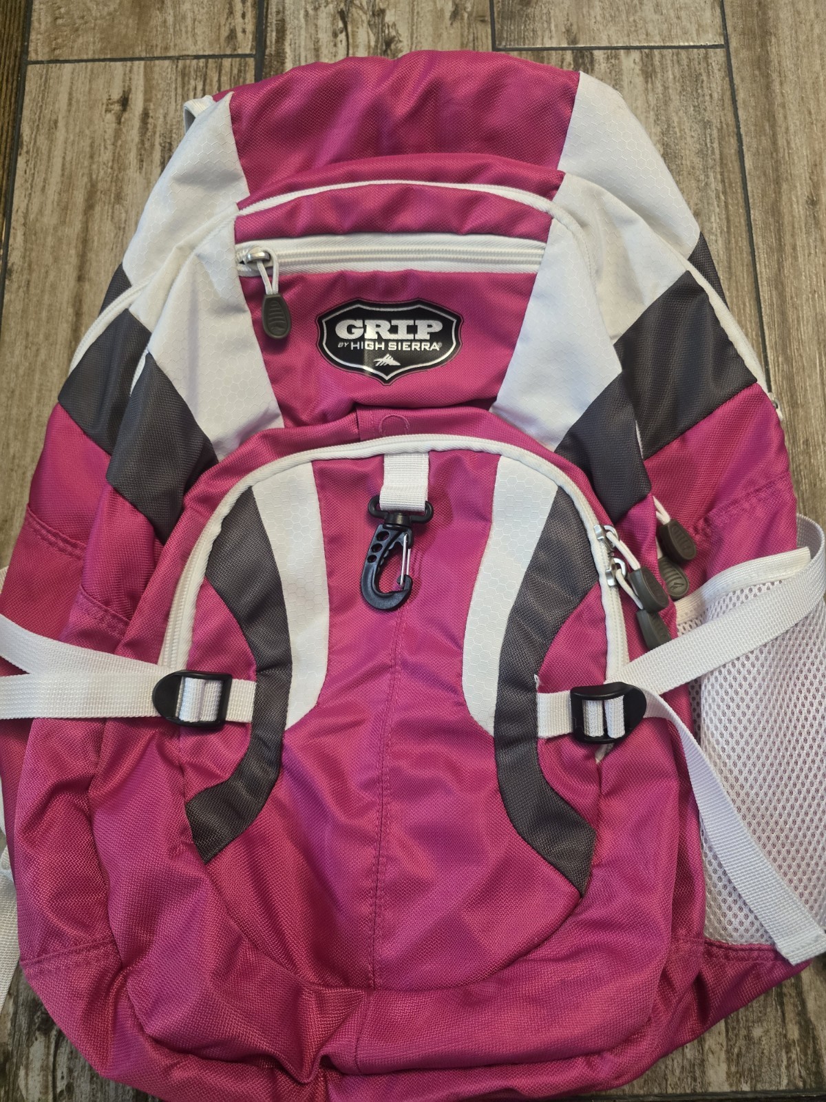 High Sierra Grip Pink Gray Backpack School Travel Hiking Laptop Book Bag Daypack