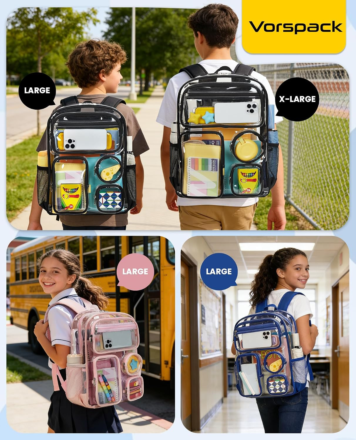Clear Backpack Heavy Duty – Clear Backpacks for School Large Transparent Bookbag