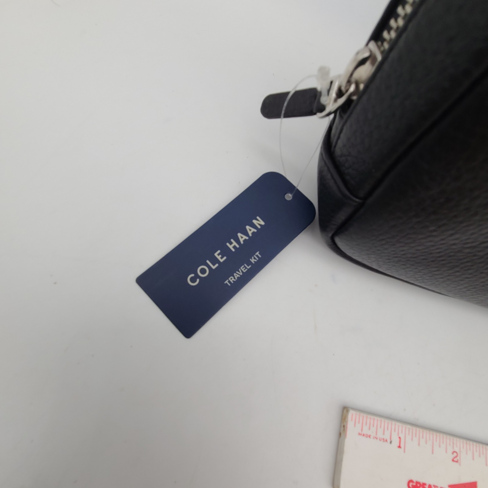 NEW Cole Haan Men’s Two Tone Top Zip Leather Toiletry Bag & Passport RFID Wallet