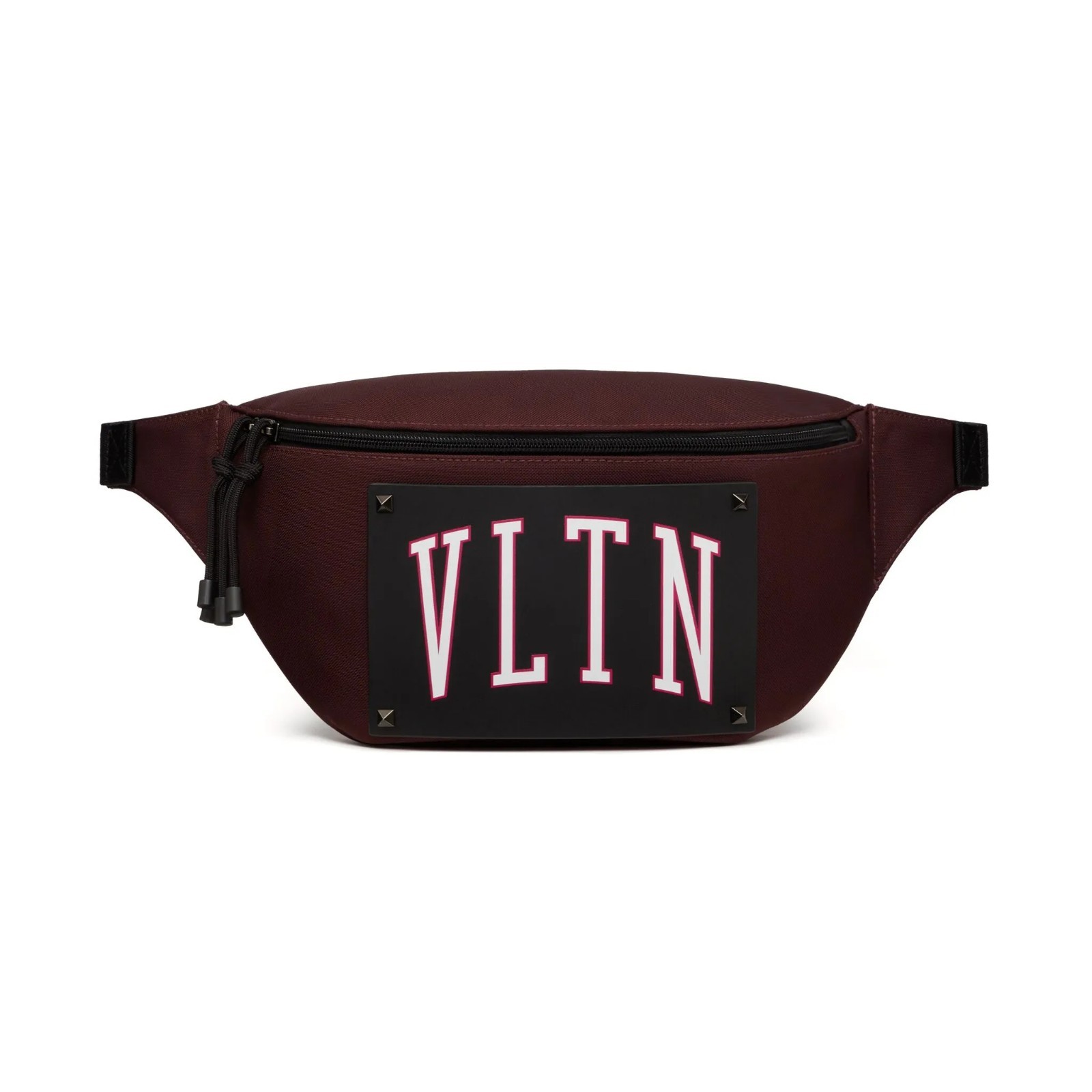 (NO CUSTOMS TAX) VALENTINO Garavani varsity VLTN burgundy & black belt bag