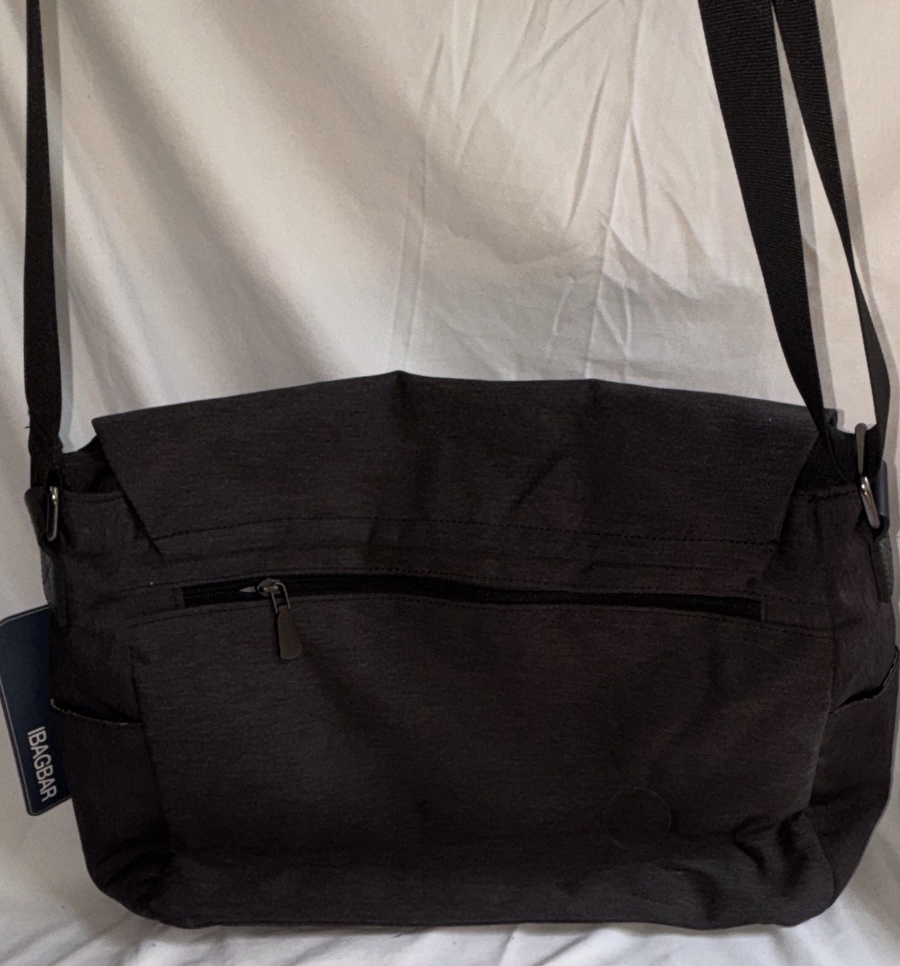 ibagbar Men’s Black Messenger Bag w/ Adjustable Strap, Zip/Buckle, Pockets