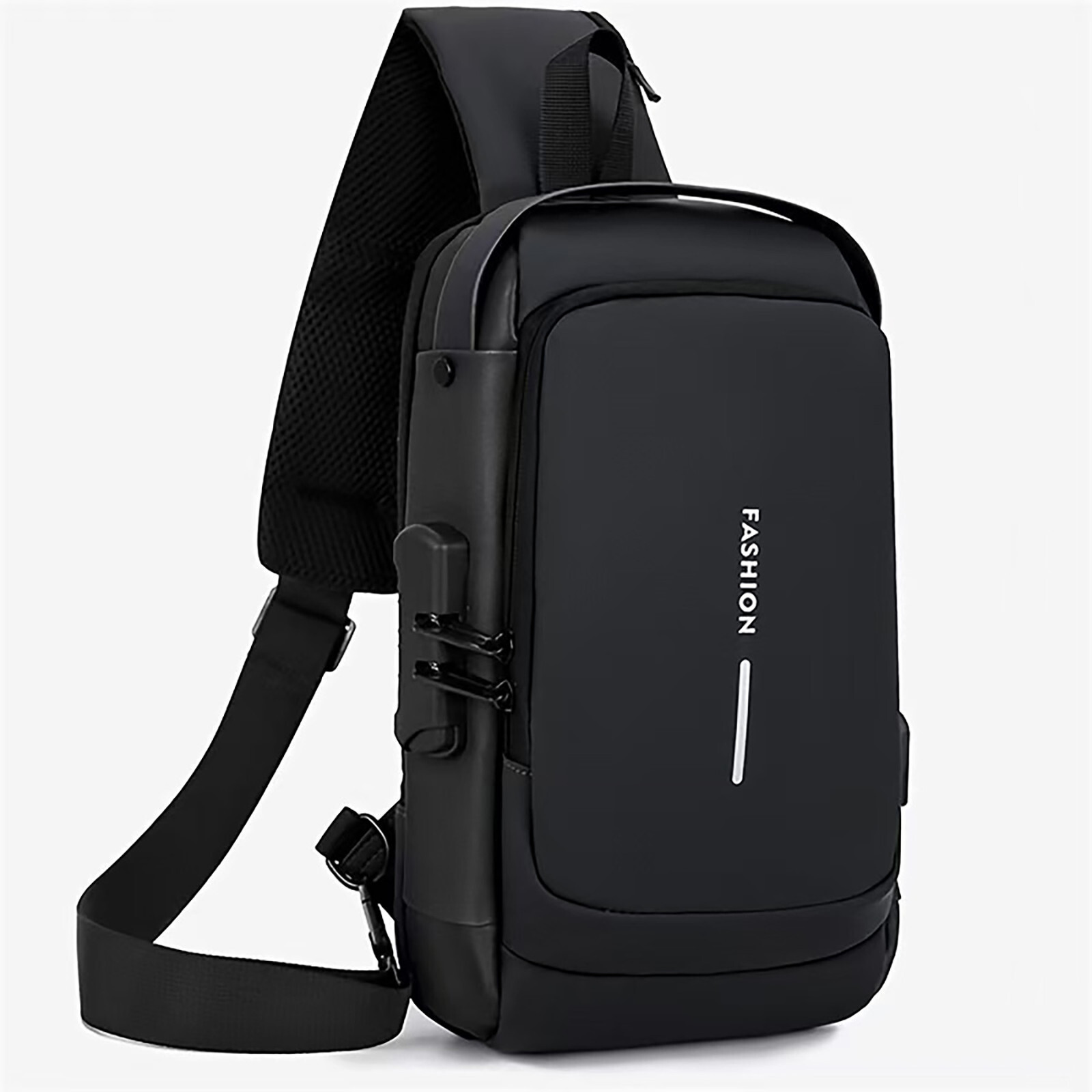 Waterproof USB Sling Bag Men Chest Crossbody Shoulder Bag Travel Casual