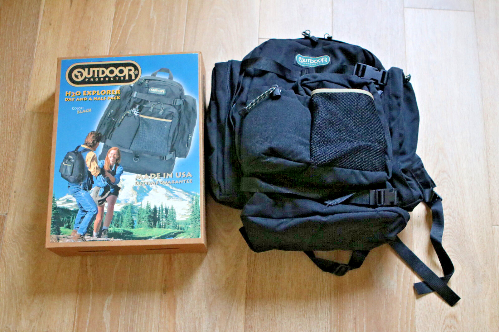 Outdoor Products H2O Explorer Vintage Made in USA Backpack Black RARE NEW