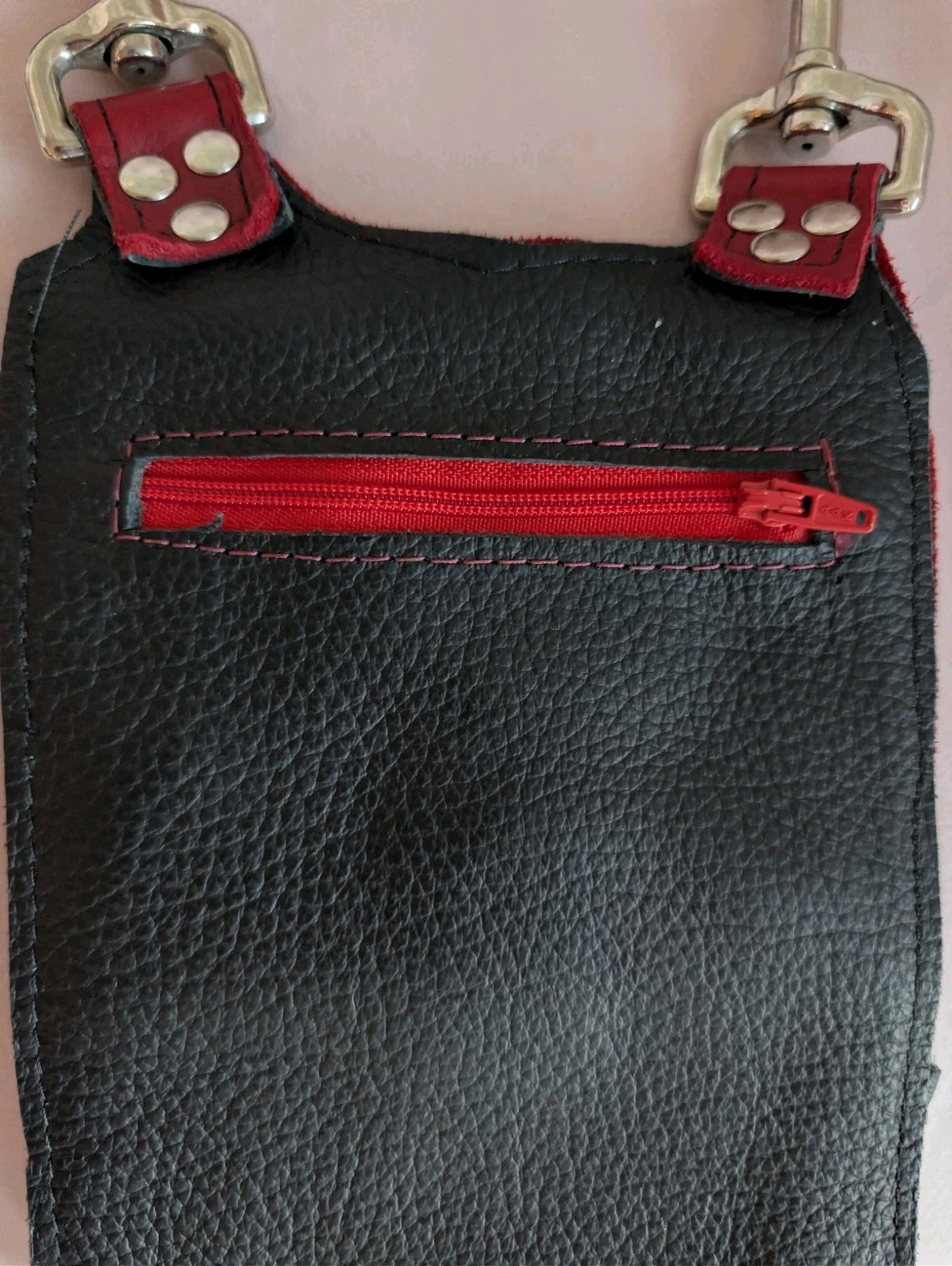 Handmade Men’s Black and Red Leather Holster Steampunk Gothic Bag