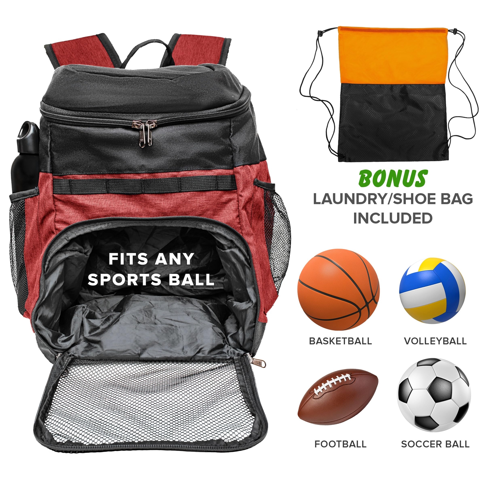 Basketball Backpack with Ball Compartment – Sports Equipment Bag for Soccer B…