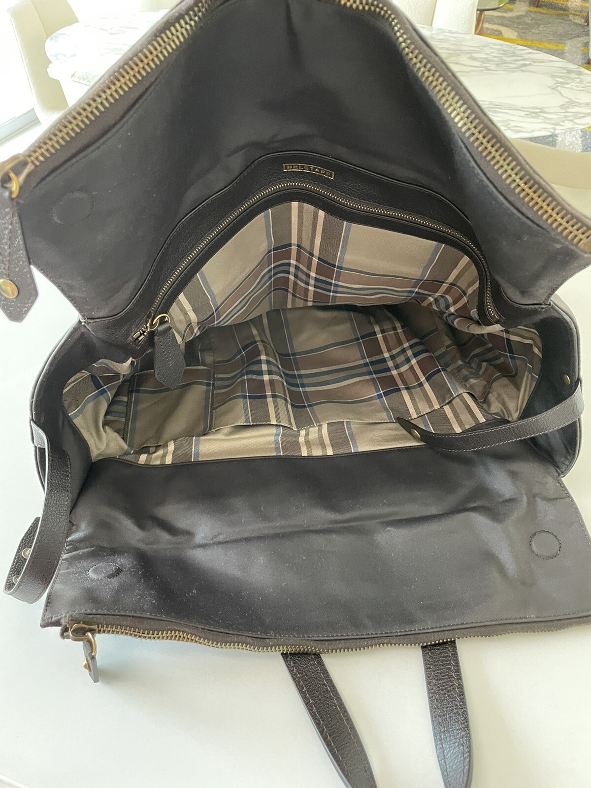 New. Belstaff Dorchester Satchel/Tote Bag. Waxed Cotton and leather. Dark Olive