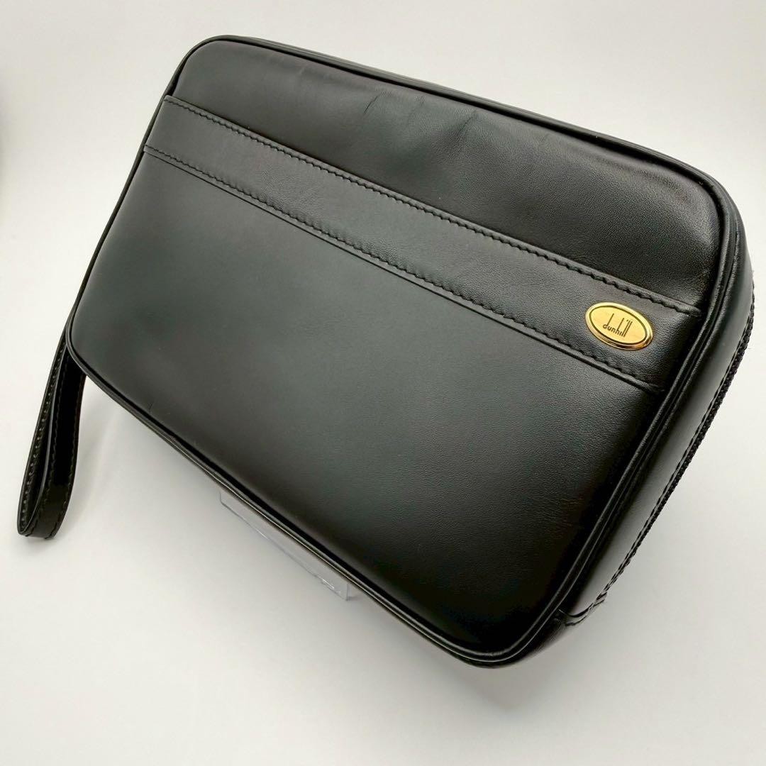 Dunhill Men’s Black Leather Second Bag Clutch Business Formal Vintage