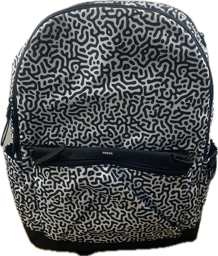 Fossil Belmont ViralOff Backpack Black White Laptop Travel Bag MBG1617005 NWT