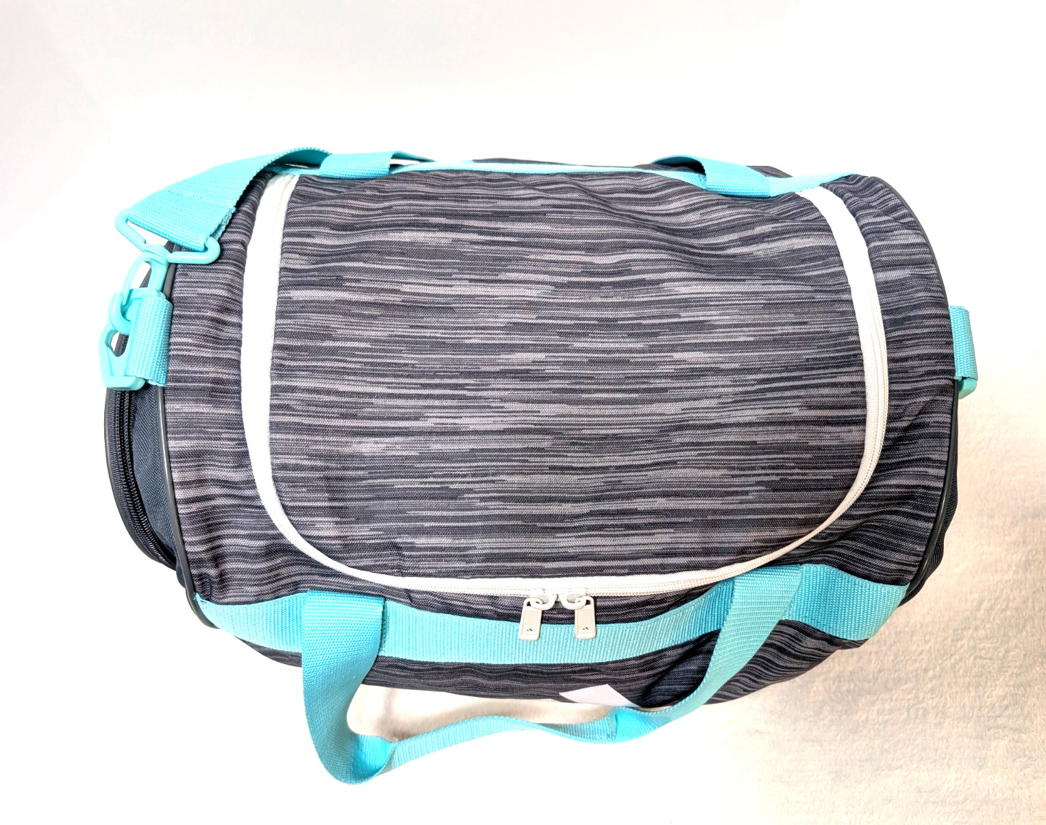 Adidas Defender 4 Small Duffel Bag, Grey Teal White White Accents Logo