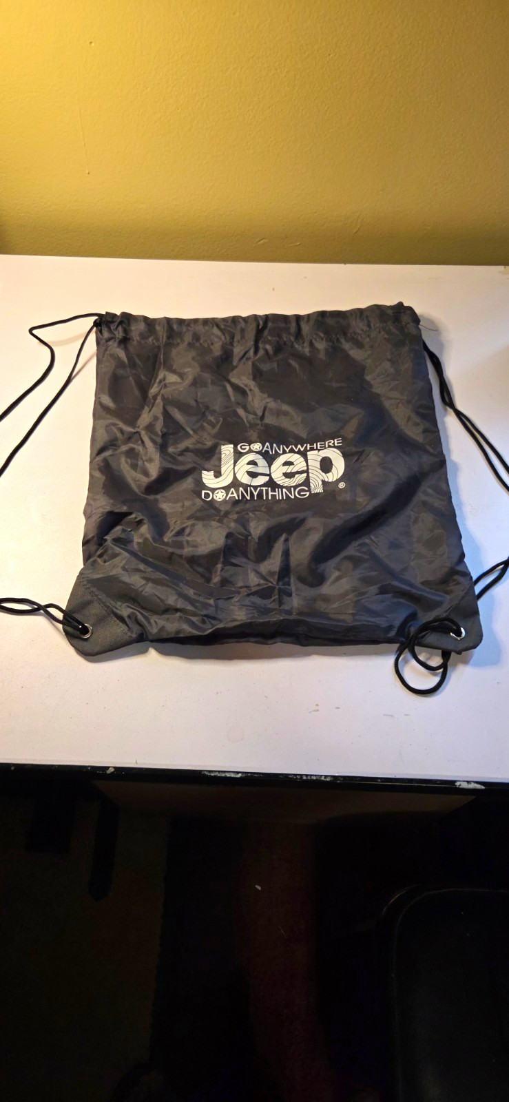 Jeep Black Lightweight Drawstring Backpack Gym Sack Shoulder Strap Men