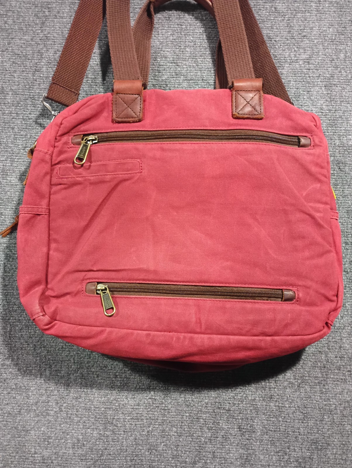 Duluth Trading Co Red Vintage Canvas Leather Messenger Bag Shoulder Bag