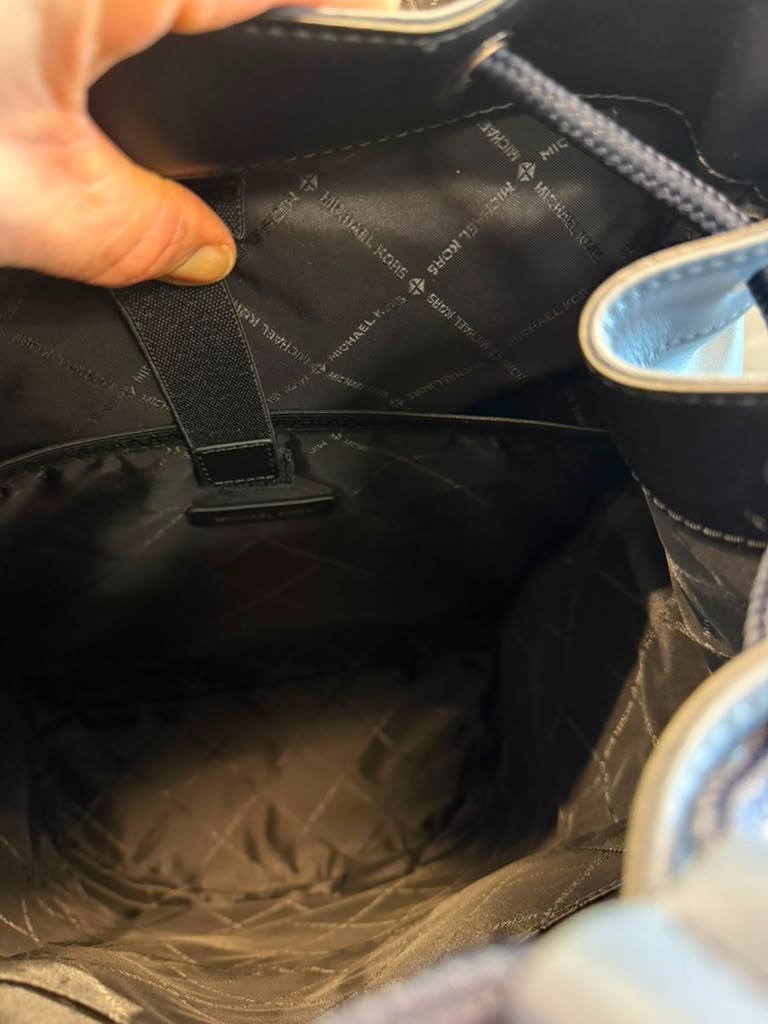 Michael Kors Men Cooper Large Leather Shoulder Backpack Navy For Travel Hiking