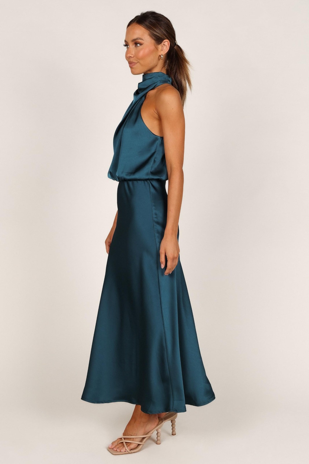 Petal & Pup Anabelle Halter Neck Midi Dress – Teal M Teal U1