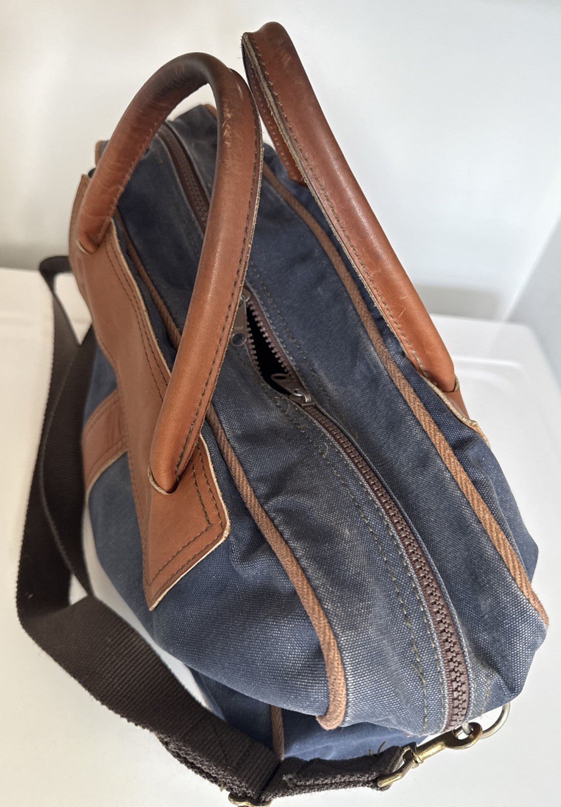 Duluth Pack Minn. Blue Canvas Leather Briefcase USA Travel Bag VTG Well Used