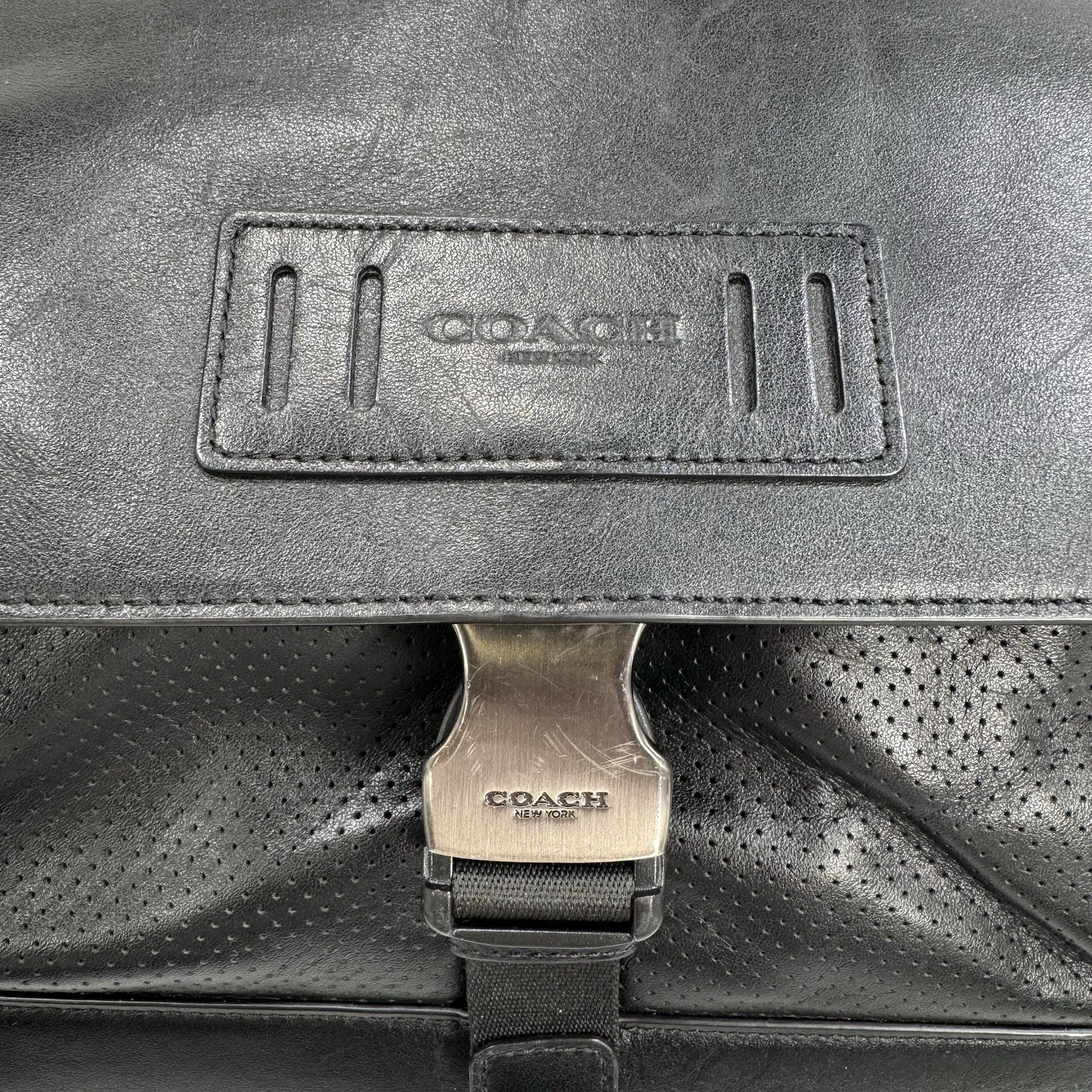 Coach F24673 Perforated Leather/Mixed Material Terrain Bike Bag Messenger