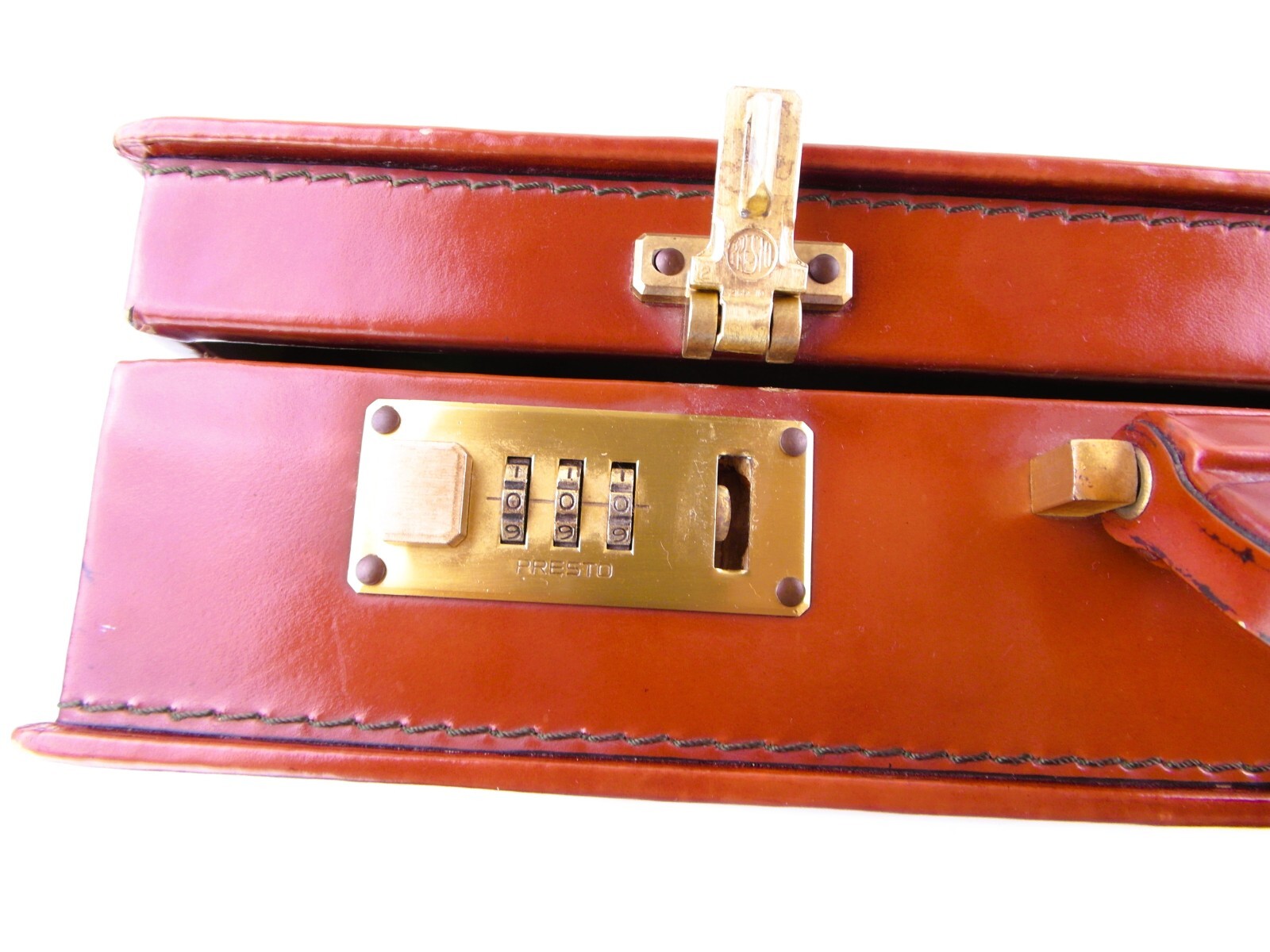 Vintage Brown Budd Leather Briefcase Made In Spain w/ Presto Combination Locks