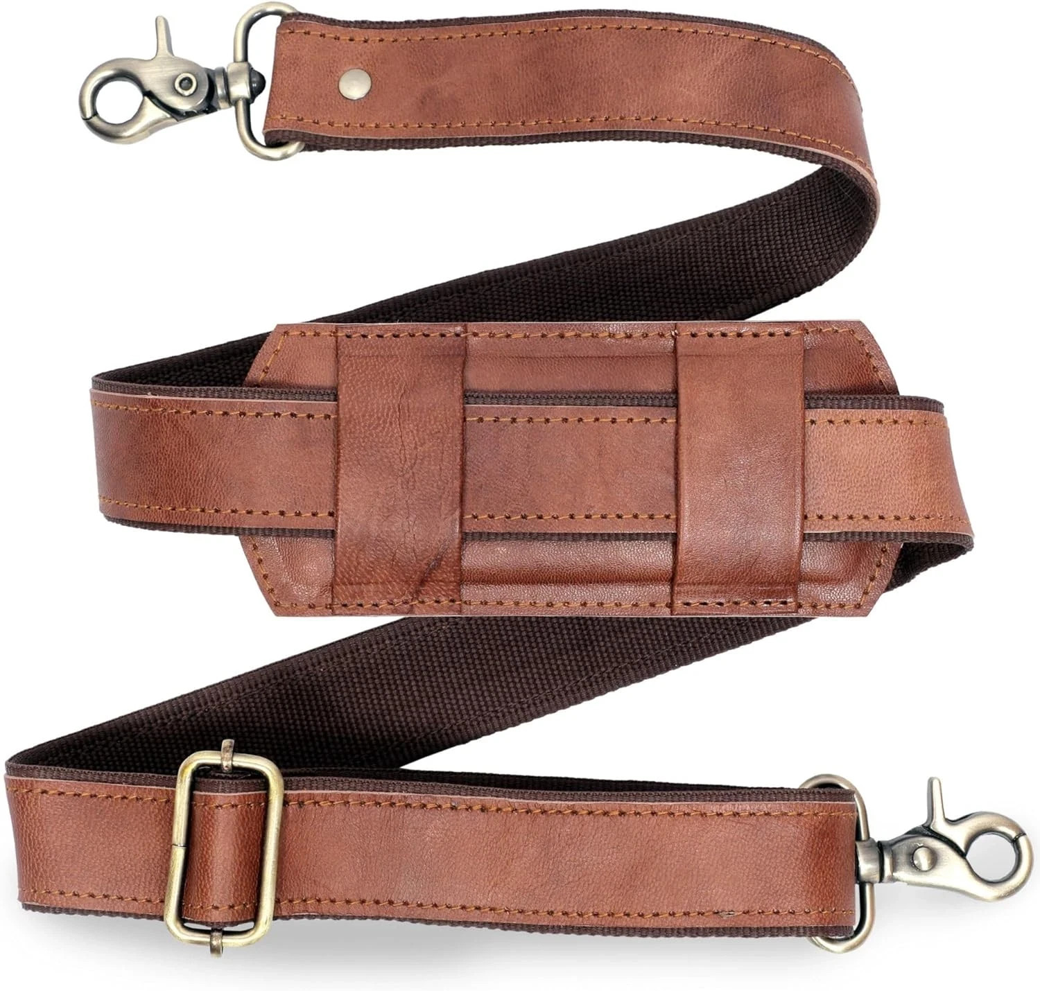 Adjustable 60-Inch Real Leather Bag Replacement Shoulder Strap Comfort Fit Padde