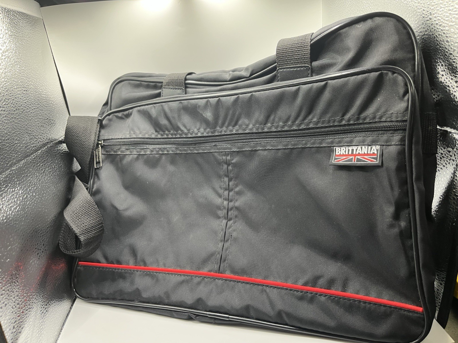 Britannia Black Nylon Briefcase Business Travel Carry Bag Shoulder Strap 17×13