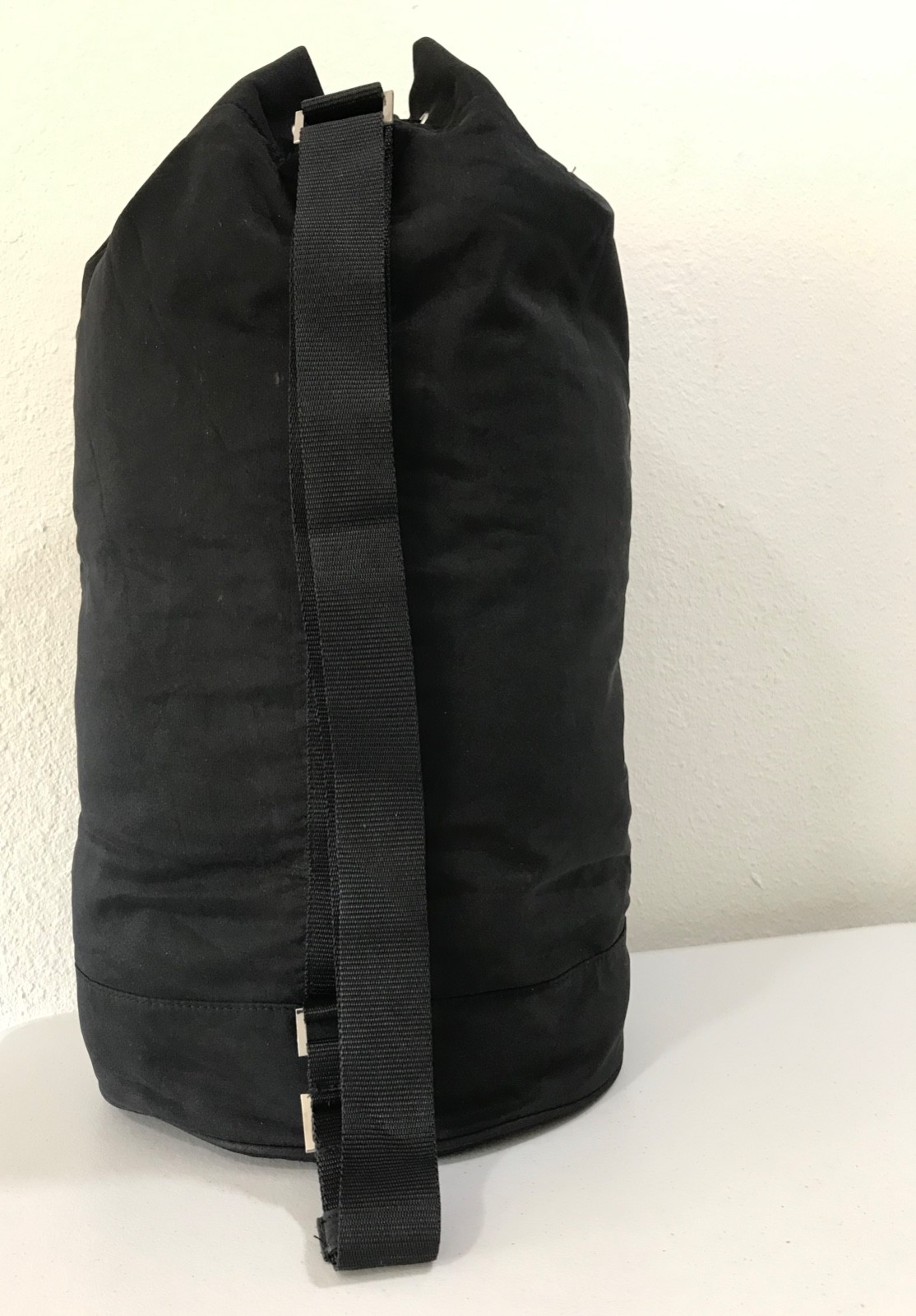 Prada Luna Rossa Extreme Black Drawstring Closure Duffel Sling Bag Shoulder