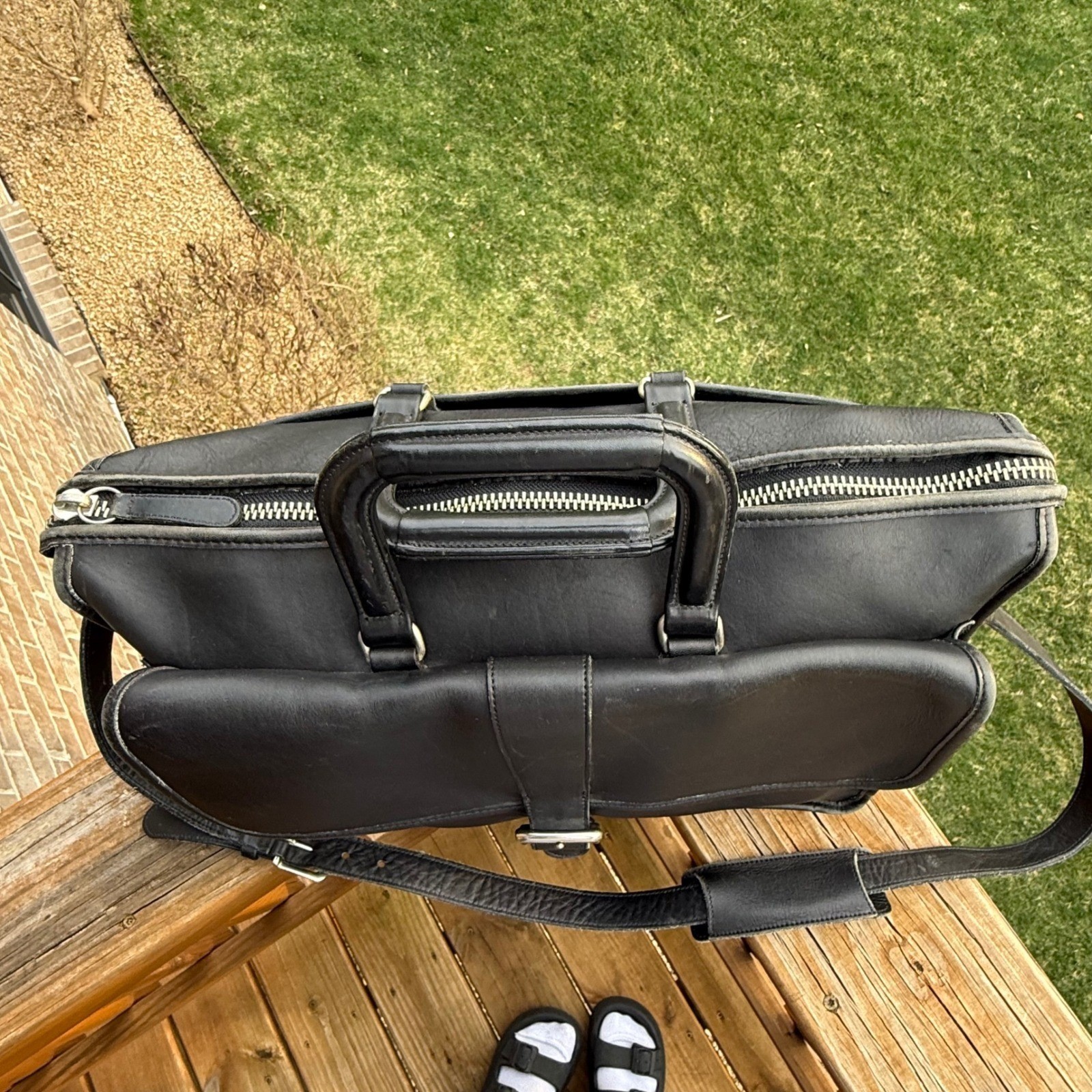 Coach Vintage Leather Briefcase Laptop Bag Mens Womens Good Strap Buckle Pocket
