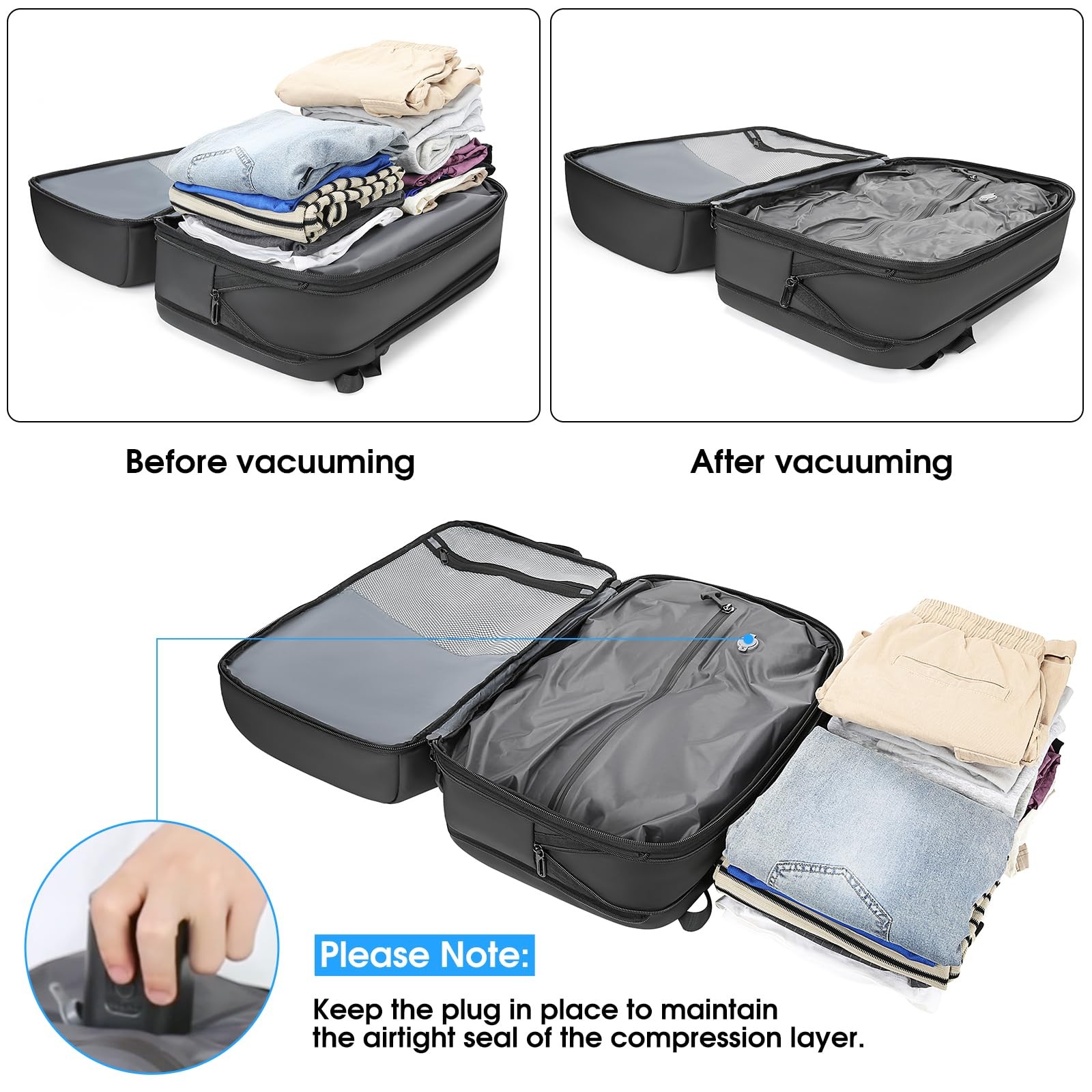 Vacuum Seal Travel Backpack, Expandable Vacpack Backpack with Vaccum Compress…