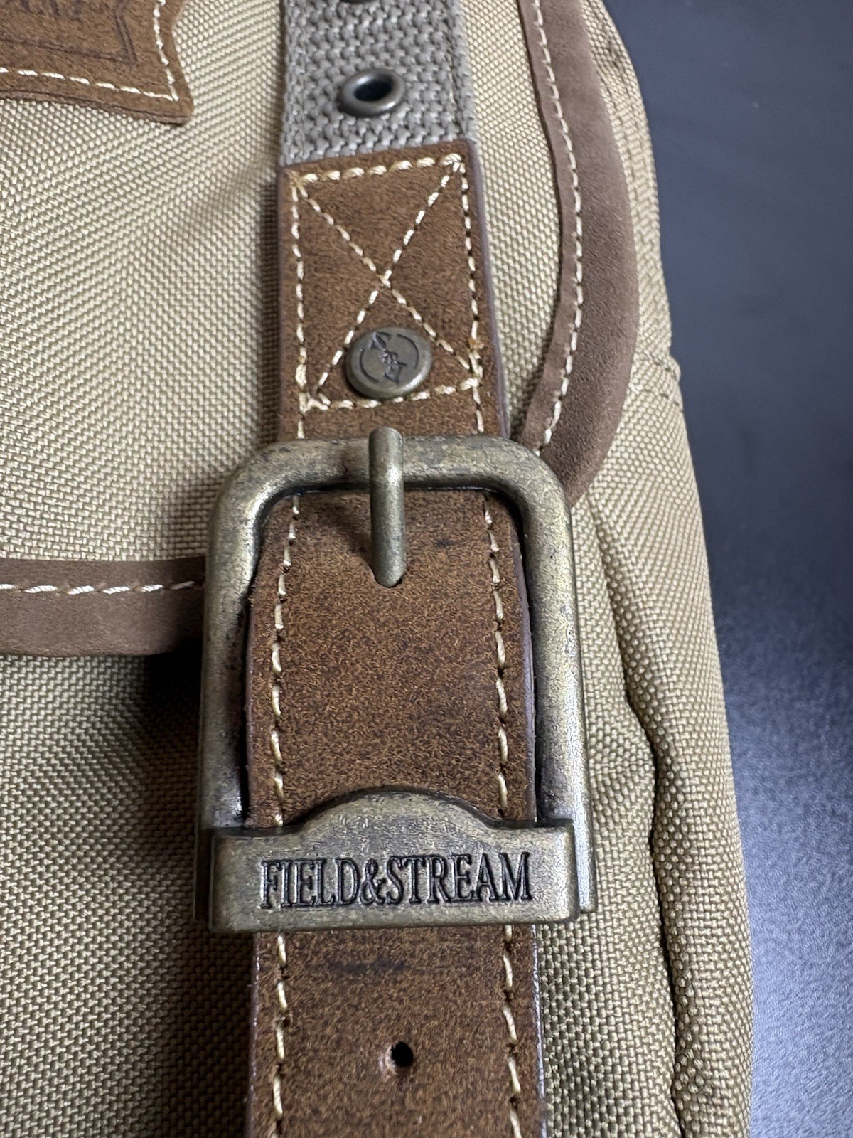 Field & Stream Khaki Canvas Crossbody Bag Utility Outdoors Travel Satchel