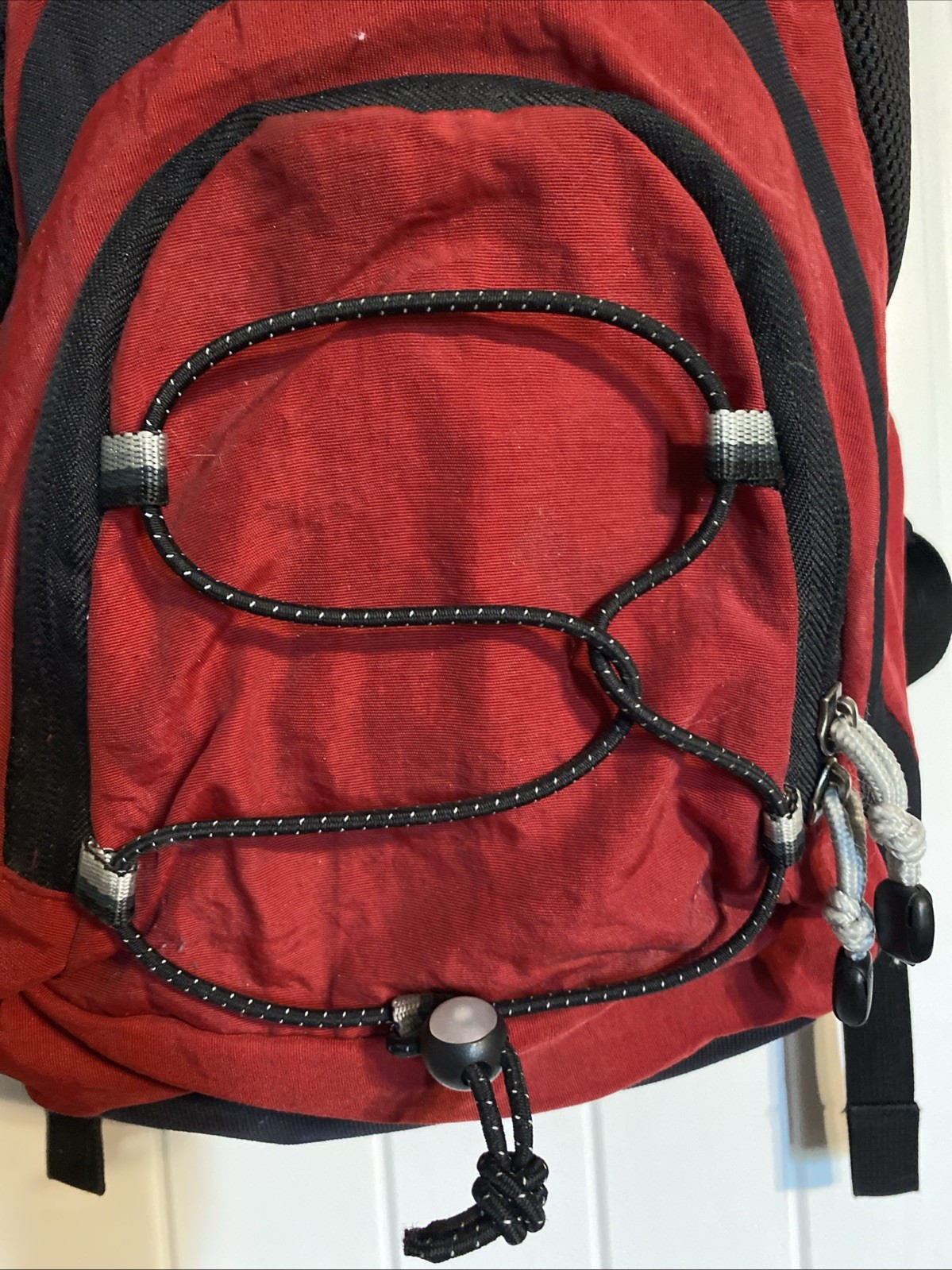 Large Red And Black Backpack, Multiple Zipper Pockets, Shoulder & Carry Strap