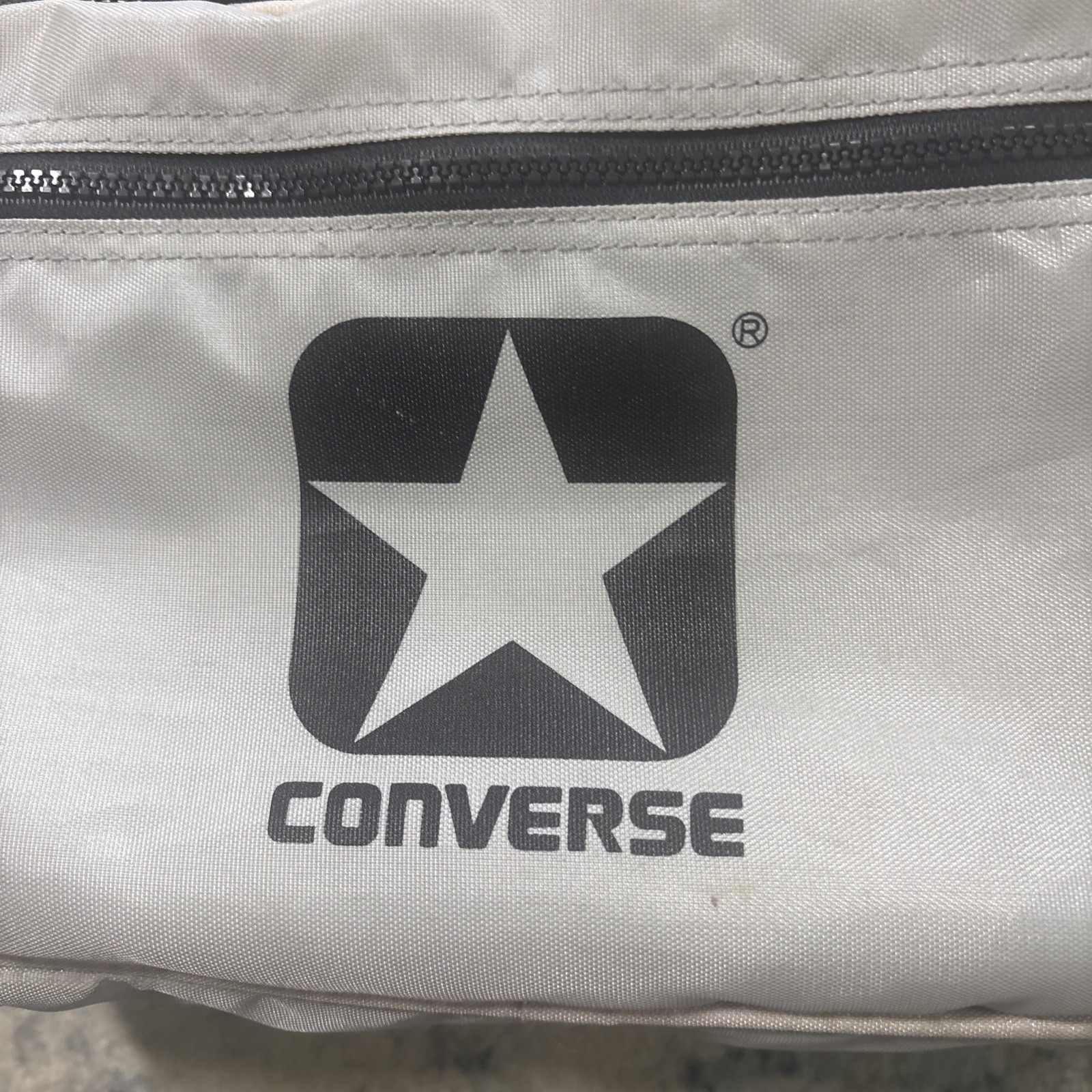 VTG Converse Black Gray Gym Bag Zip Canvas c90’s No Rips/Tears Old School Cool!
