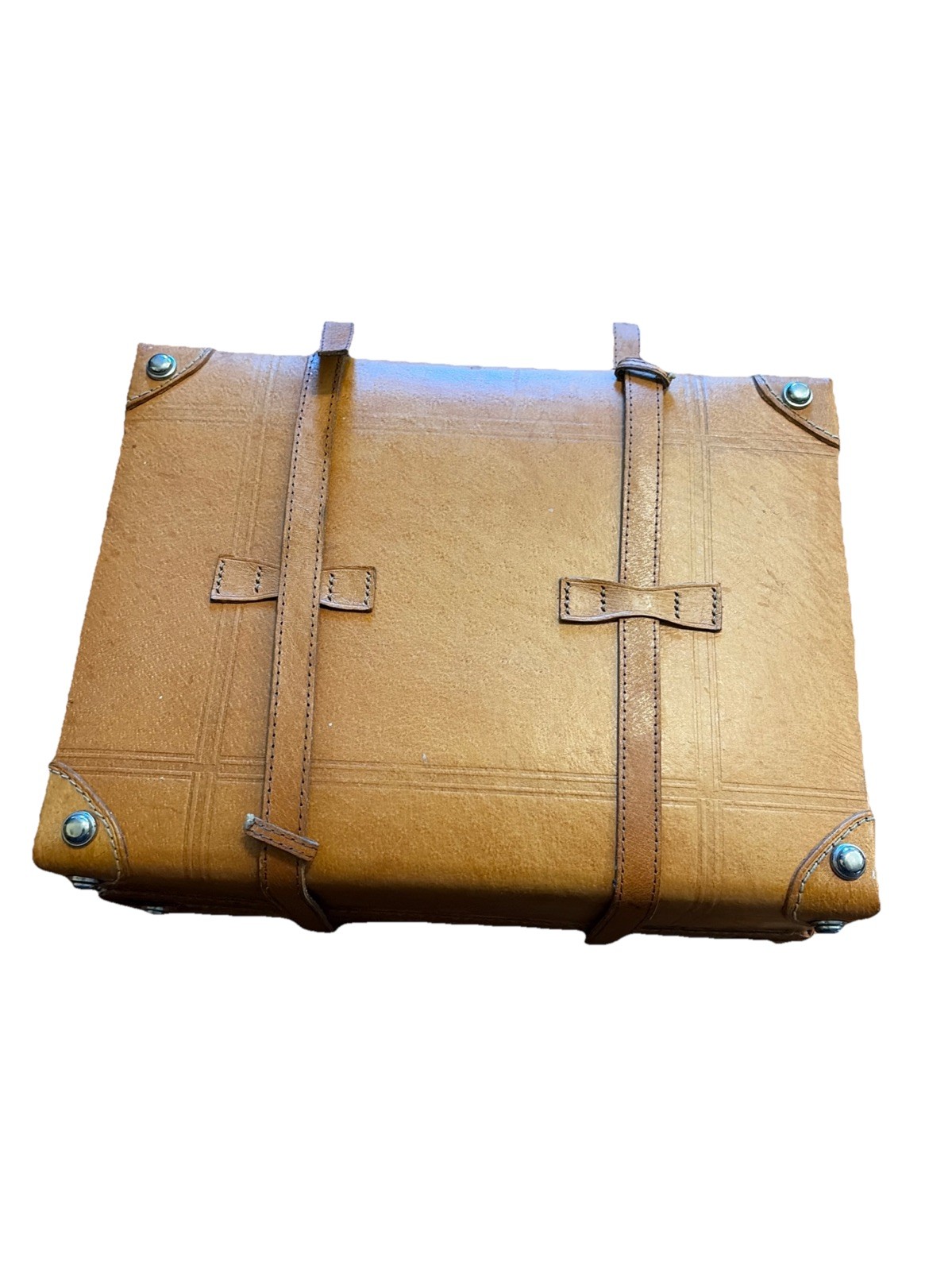 Vintage American Crew 15” Leather Bound Men’s Luggage Shaving Case