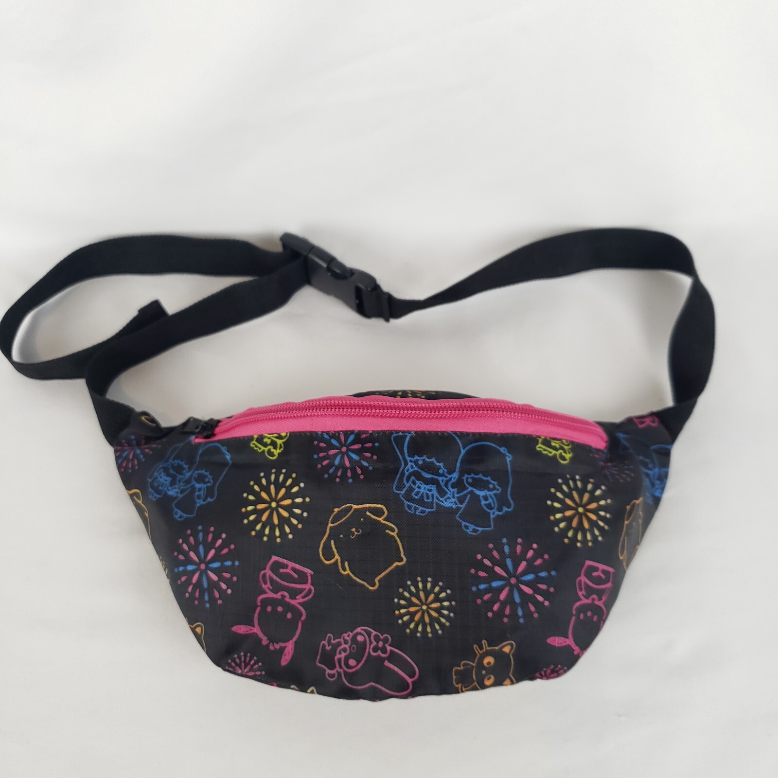 Sanrio Lootcrate Multi-Character Hip Fanny Pack Black Neon Outlines 2018