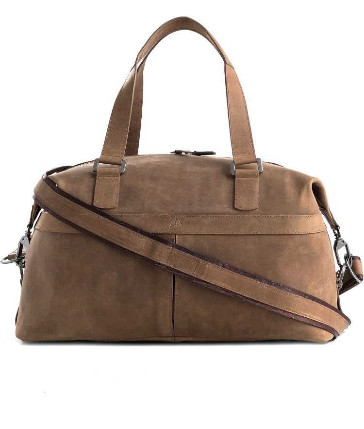 Large Stylish Brown Leather Duffle Bag -Durable Travel Companion with Strap, Pre