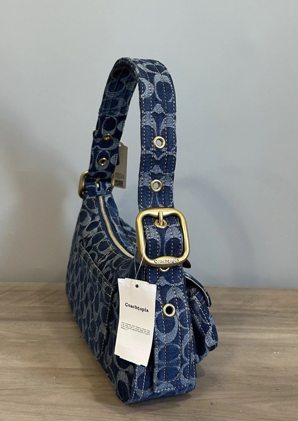 COACH Cargo Shoulder Bag In Upcrafted Signature Denim CCX90 NWT