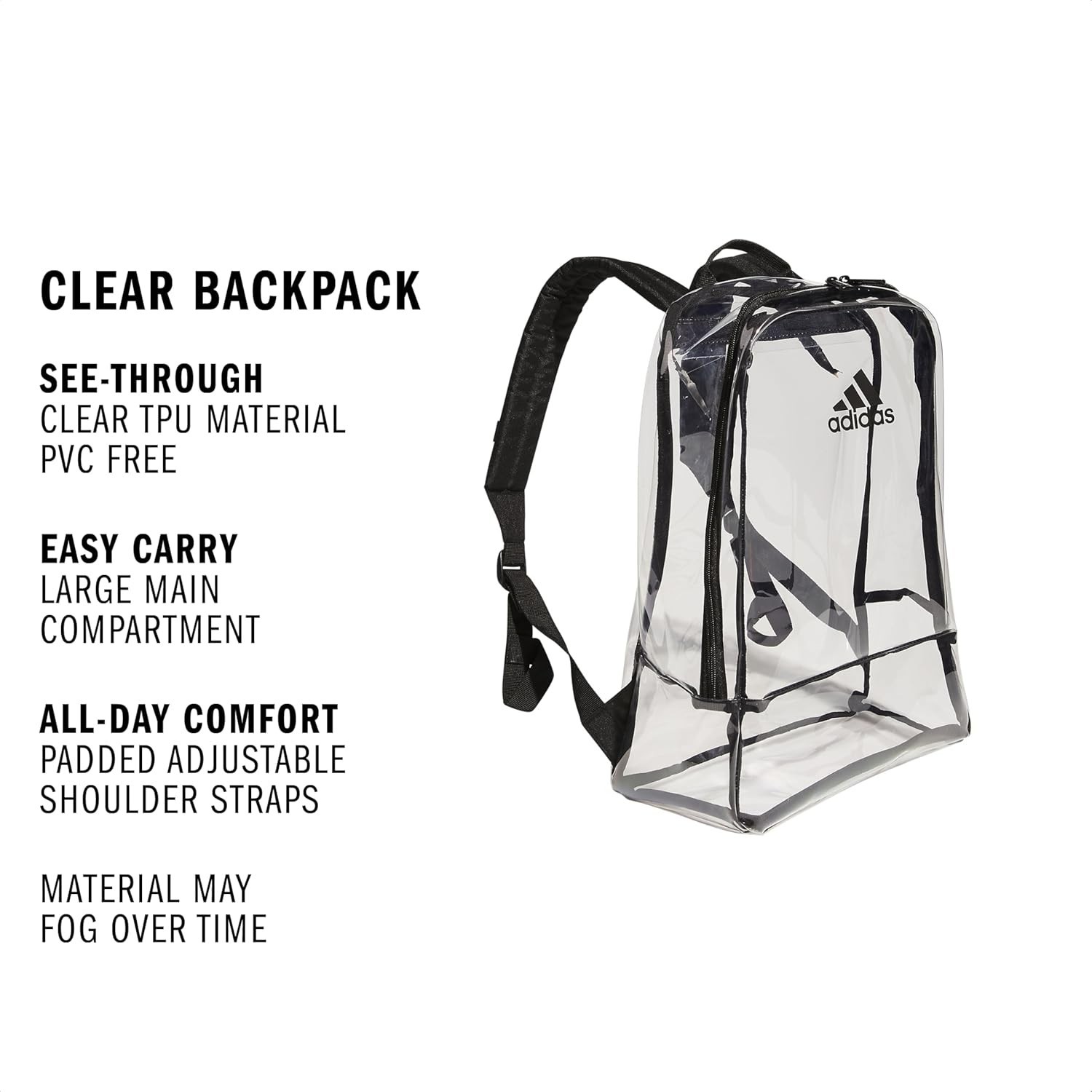 Adidas Clear Backpack PVC Free Unisex IQ5524 New