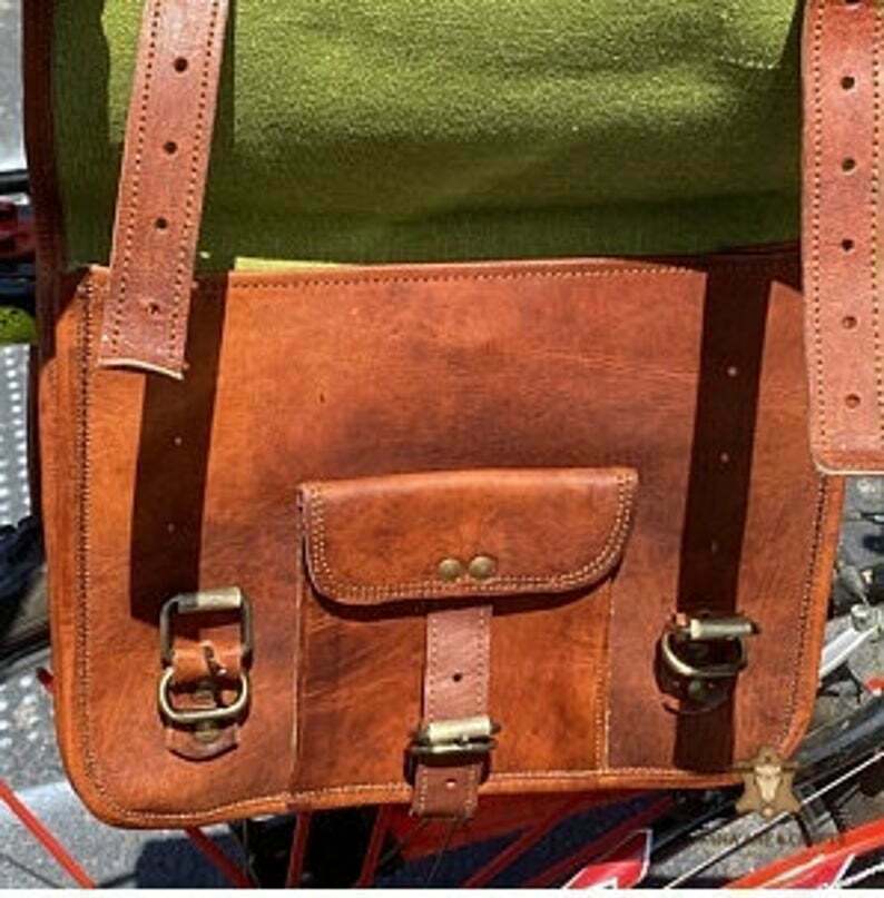 Pair Motorcycle Genuine Leather Saddle Bag Hand-Crafted Panniers Two Side Bag