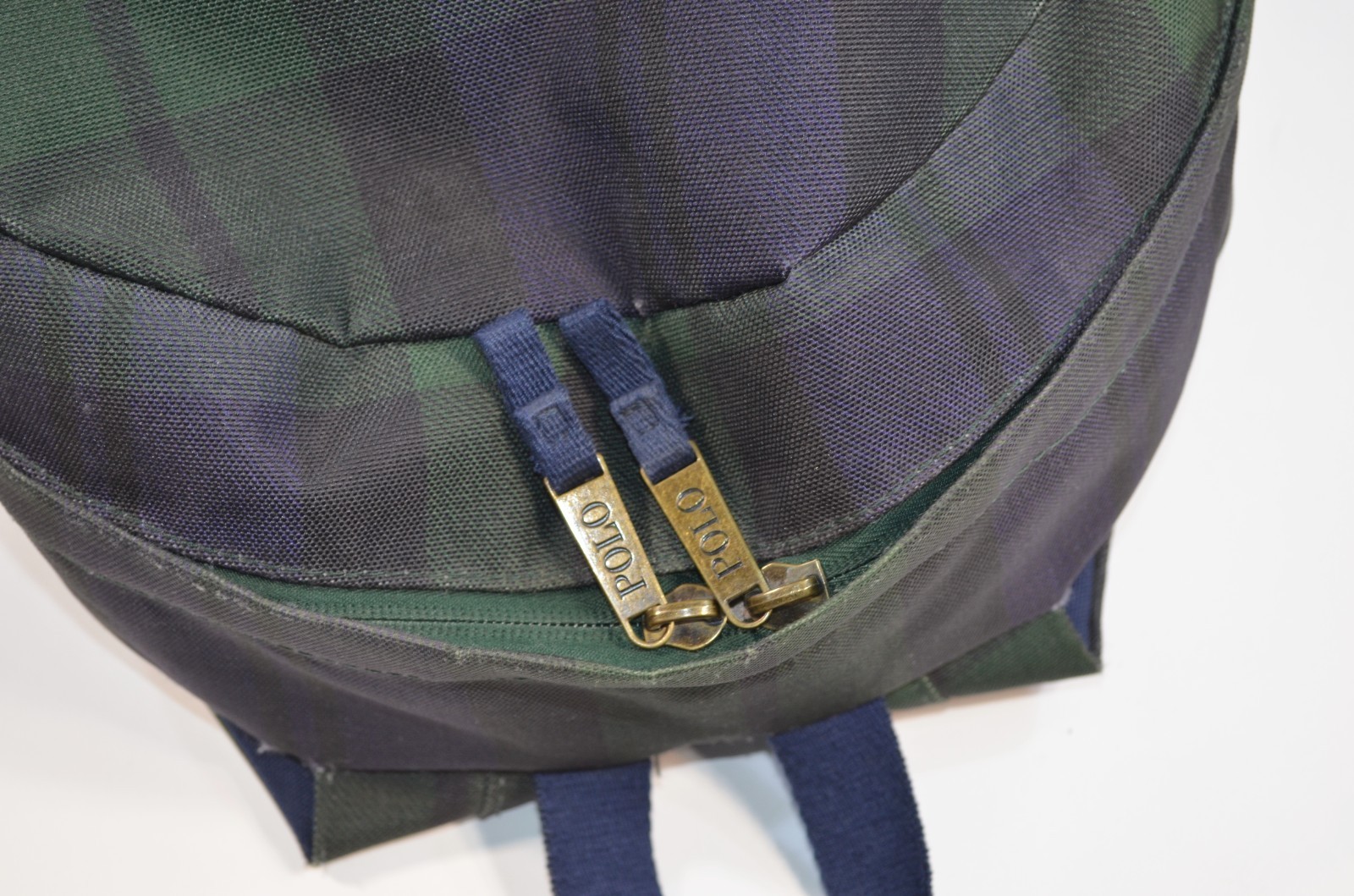 Polo Ralph Lauren Bear Plaid Canvas School Backpack Bag Blue Green