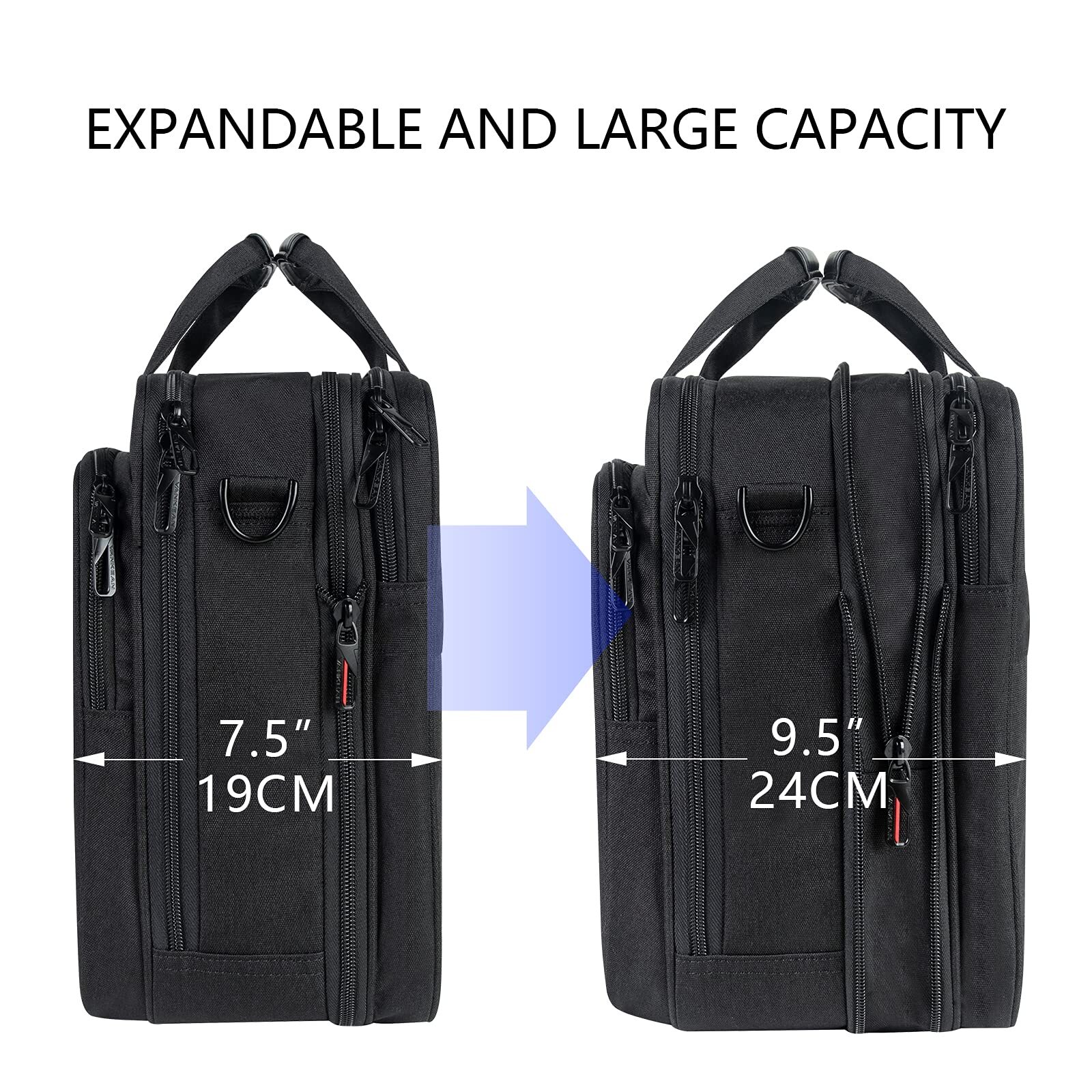 LAPTOP BAG Messenger Briefcase Expandable Case Handbag Black 17.3 Inch VANKEAN