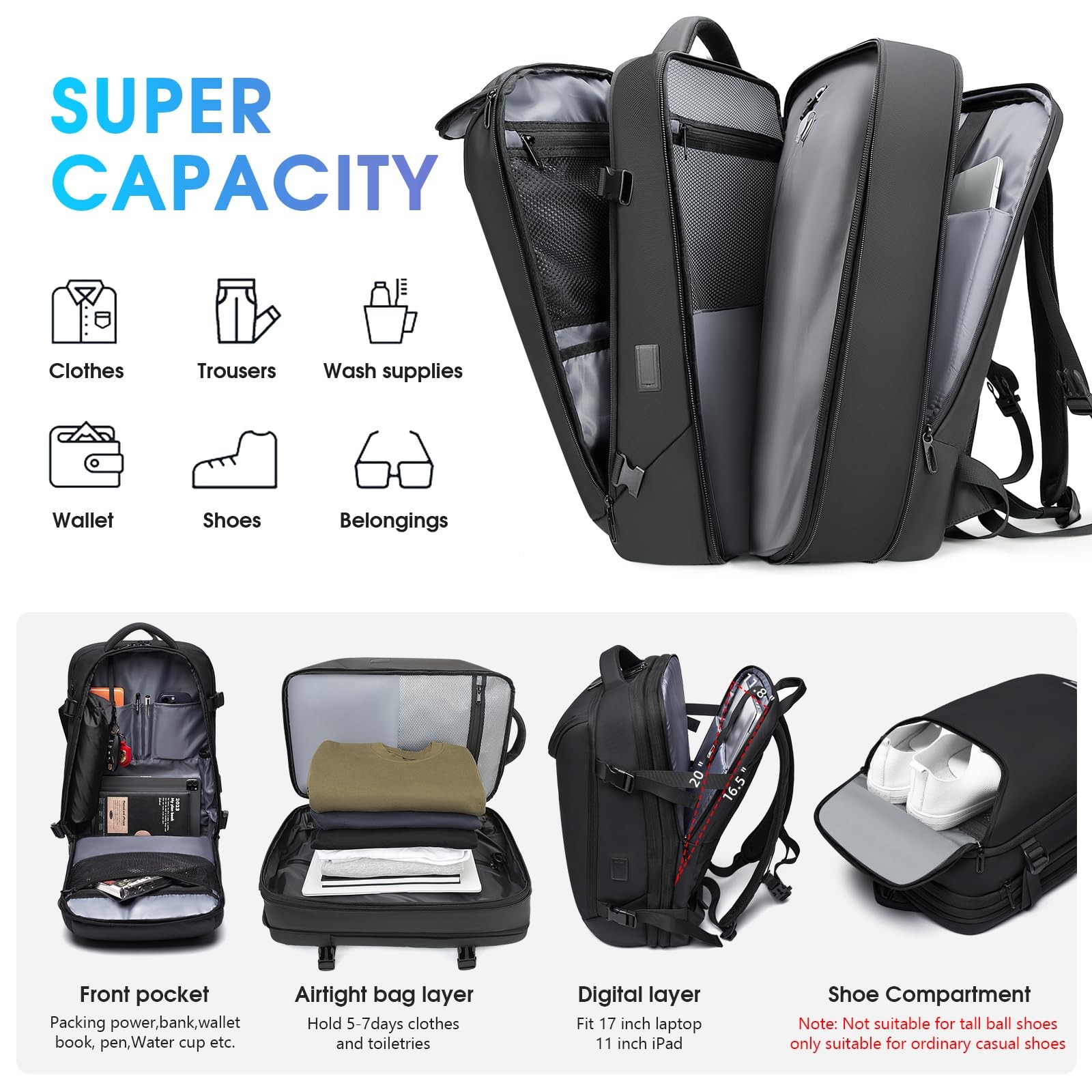 Vacuum Seal Travel Backpack, Expandable Vacpack Backpack with Vaccum Compress…