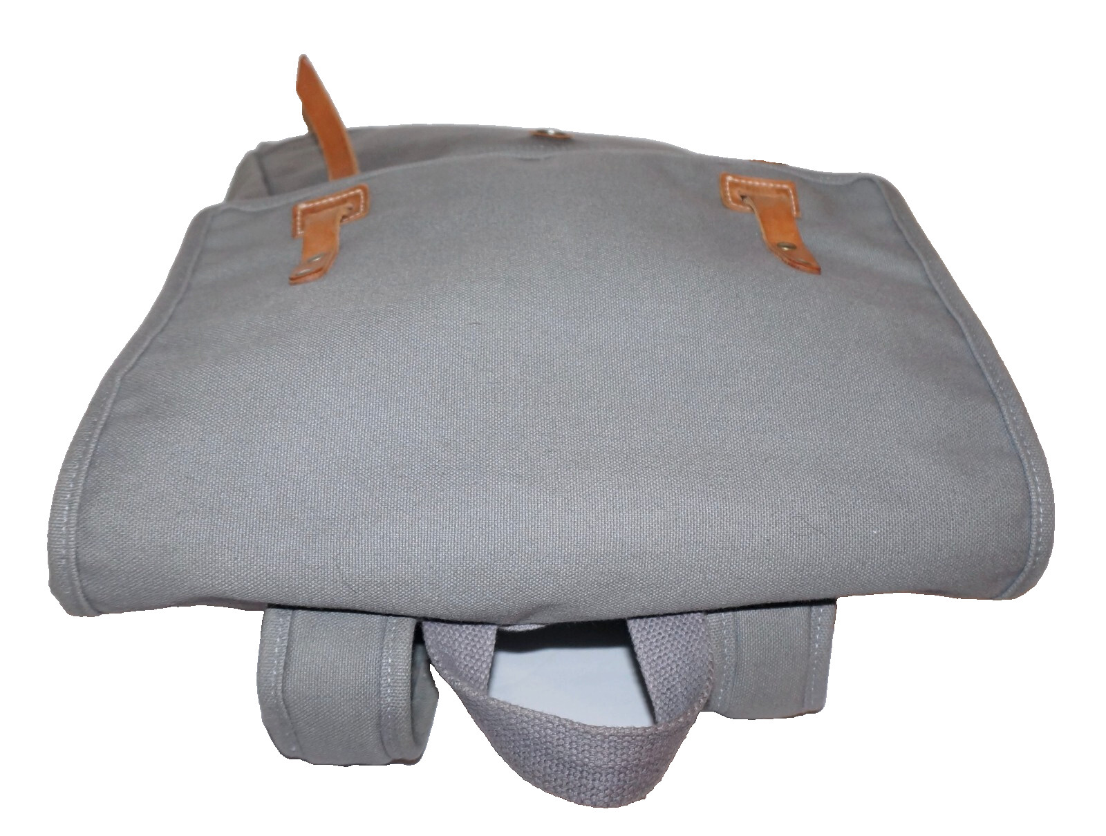 MAKR Large Gray Canvas & Tan Leather Backpack 18×12 USA