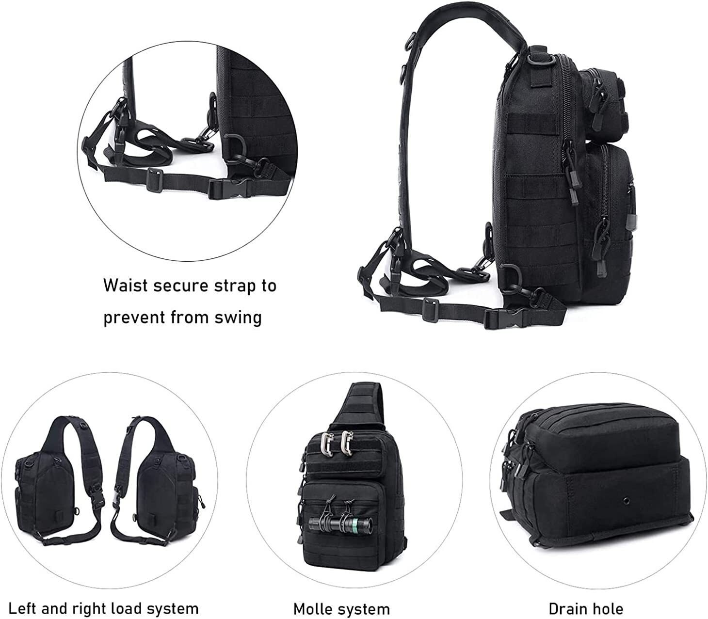 Tactical Molle Pack Military Rover Shoulder Backpack Assault Range Bag Sling Bag