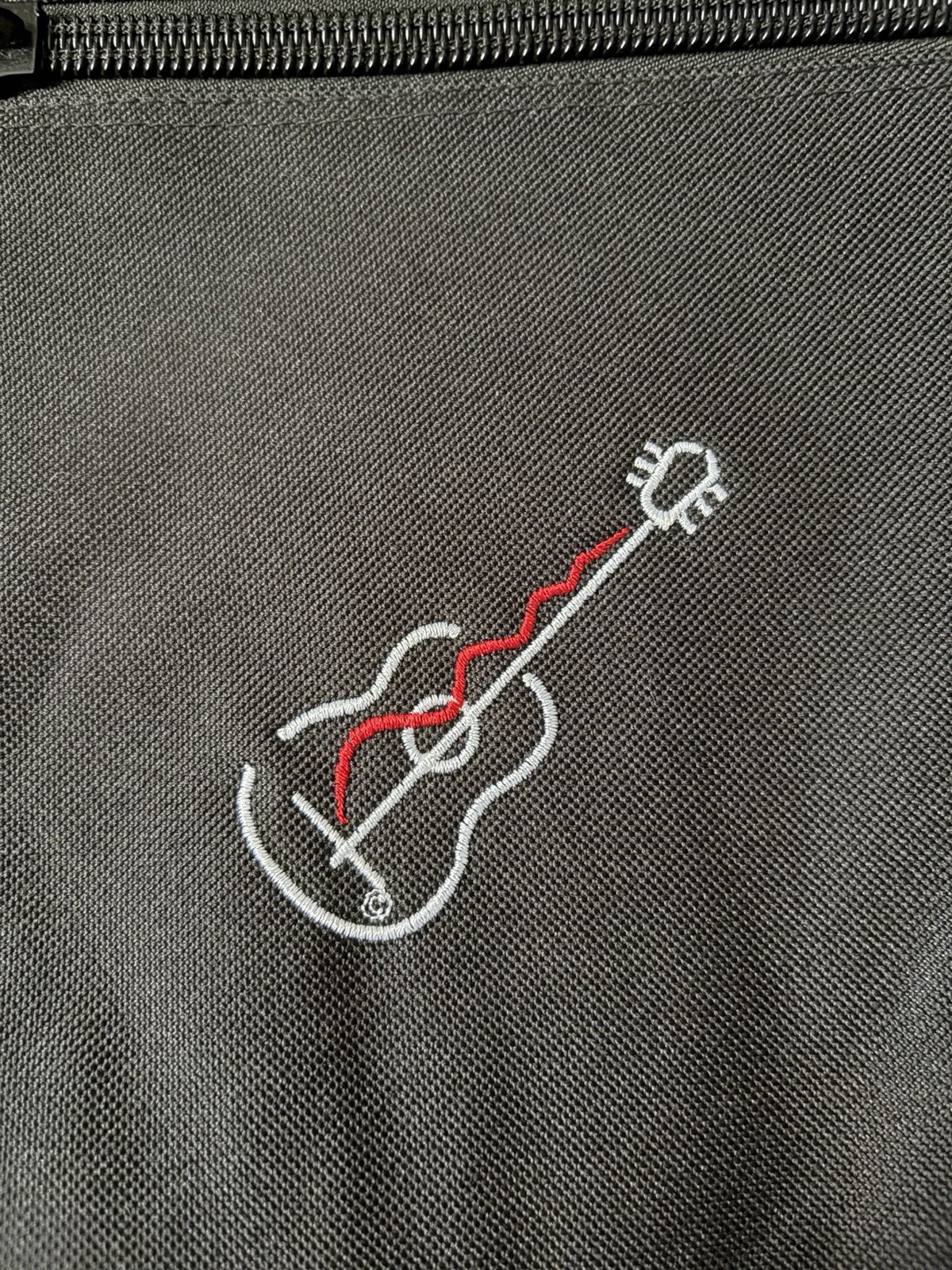 Black Embroidered Electric Guitar Fold Over Multi Pocket Strap Messenger Bag Nw