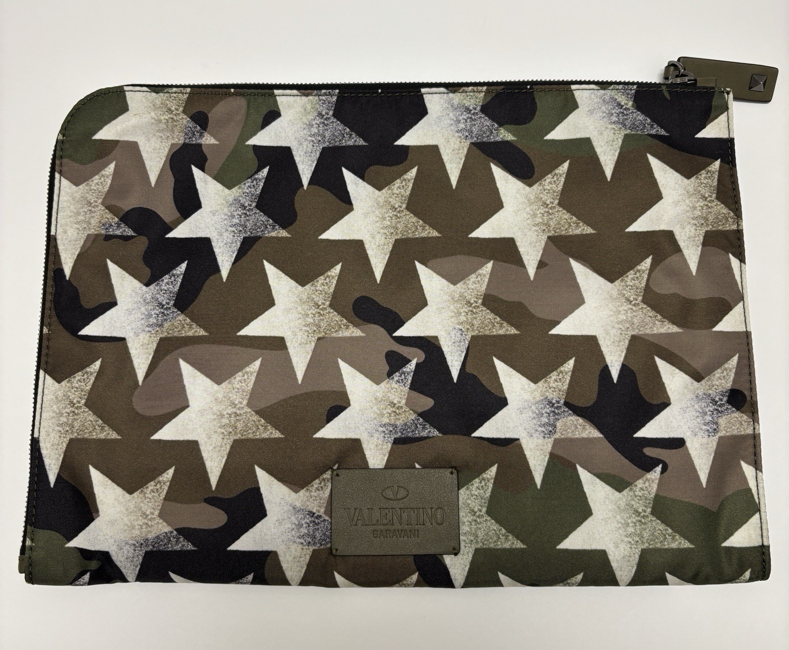 Valentino Garavani Camo Star Canvas Clutch Bag Large NWT Box Dust Bag